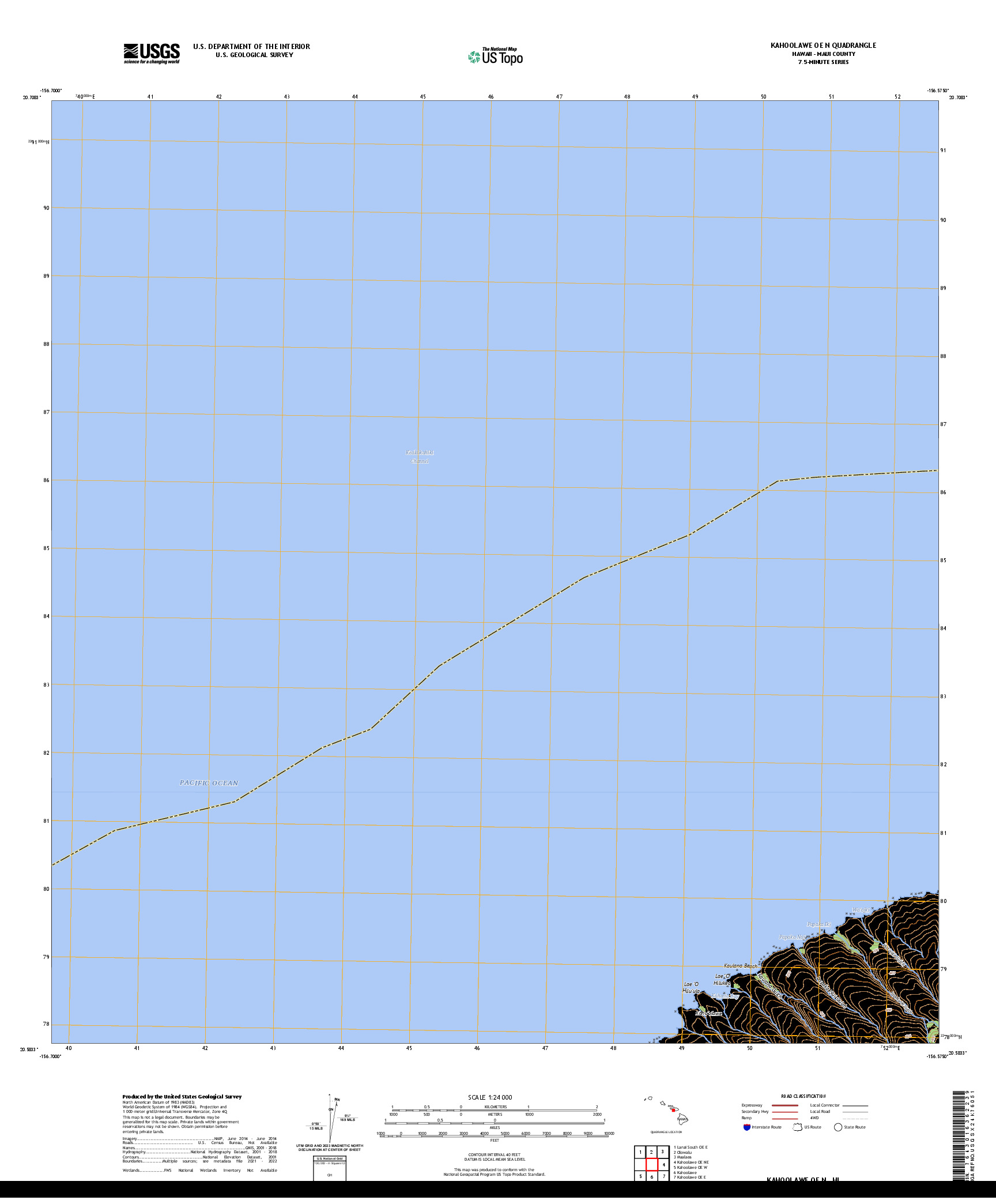 US TOPO 7.5-MINUTE MAP FOR KAHOOLAWE OE N, HI