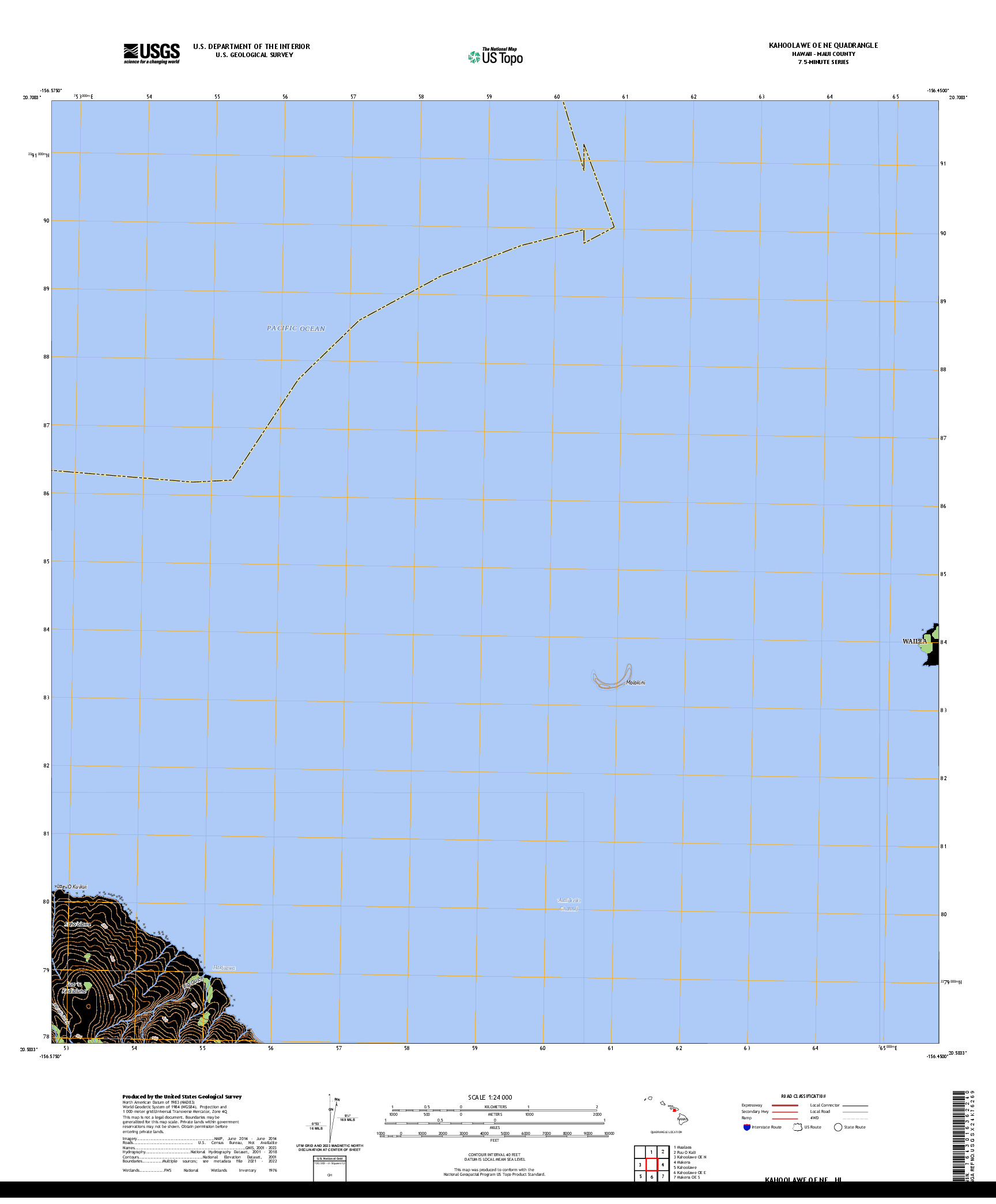 US TOPO 7.5-MINUTE MAP FOR KAHOOLAWE OE NE, HI