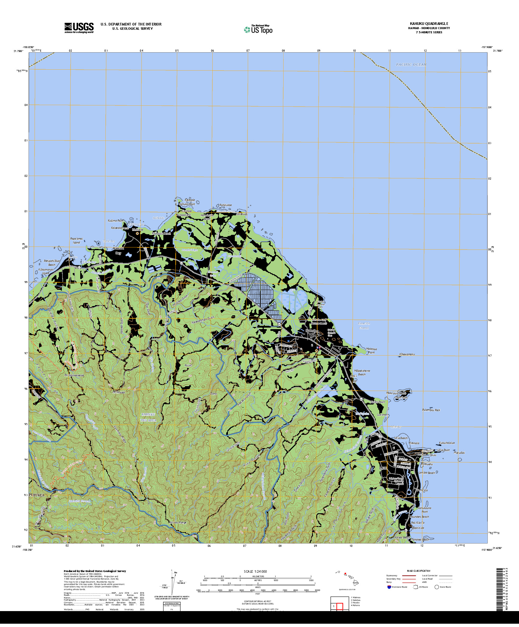 US TOPO 7.5-MINUTE MAP FOR KAHUKU, HI