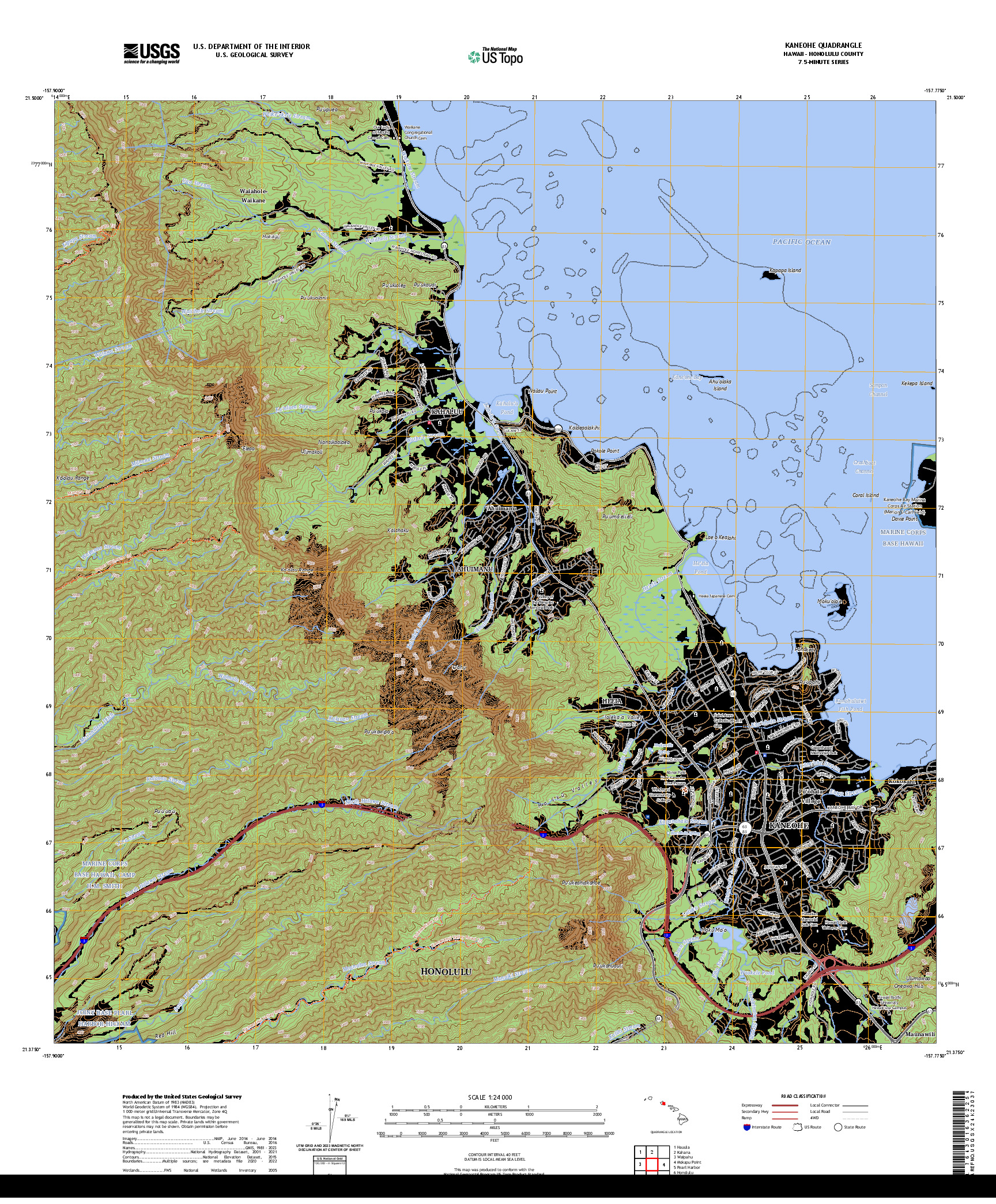 US TOPO 7.5-MINUTE MAP FOR KANEOHE, HI