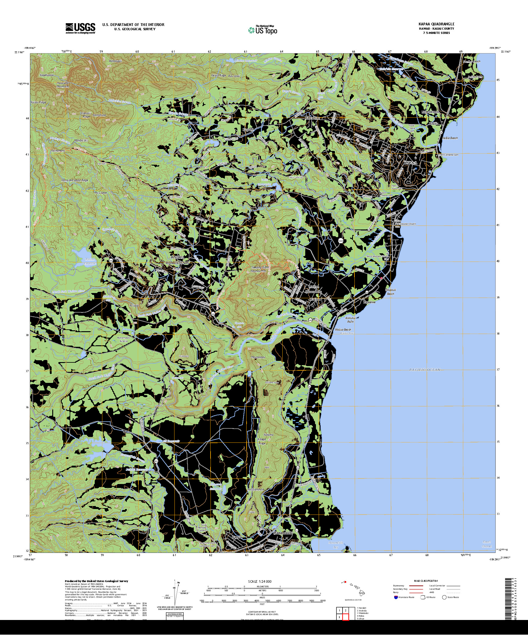 US TOPO 7.5-MINUTE MAP FOR KAPAA, HI