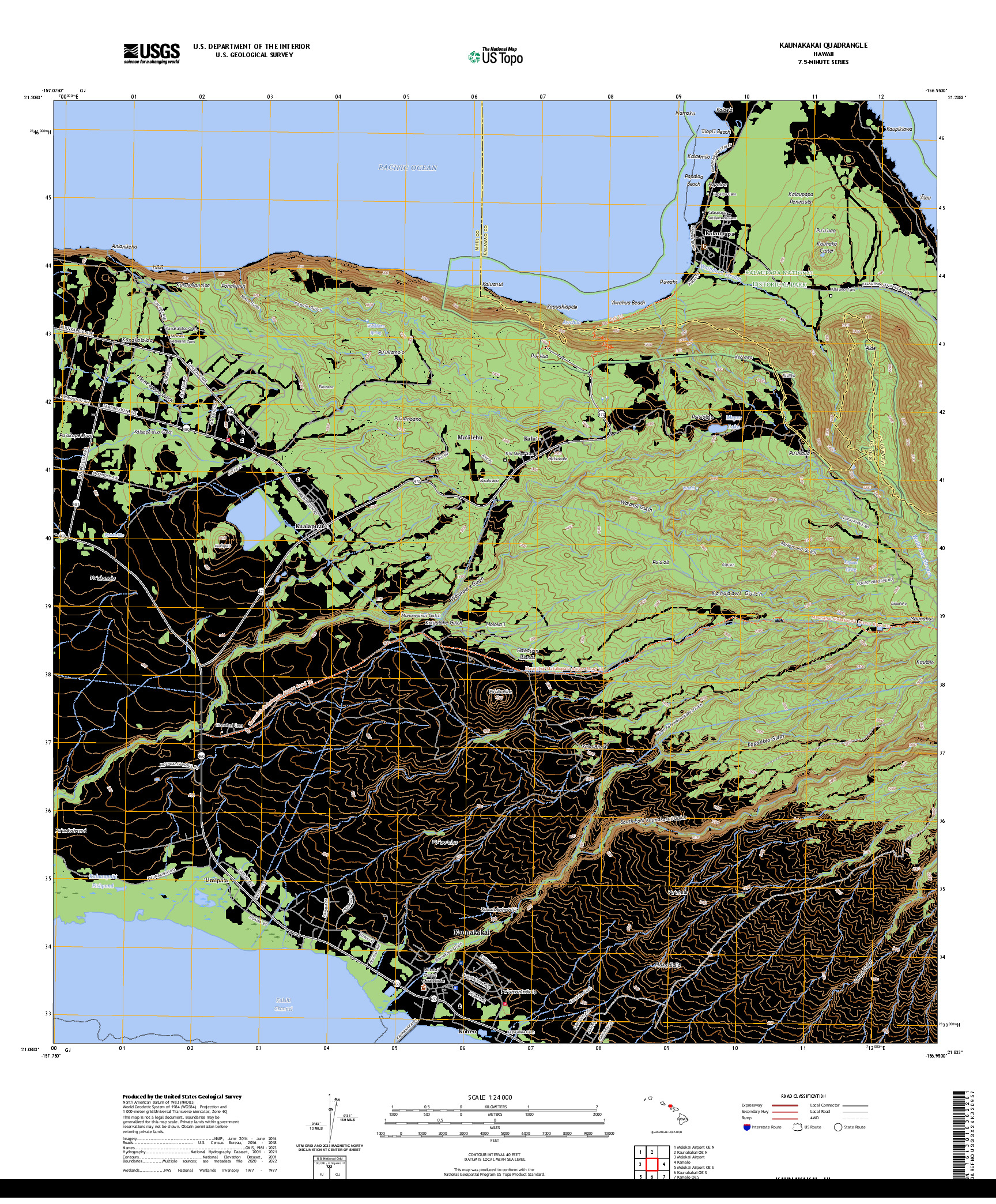 US TOPO 7.5-MINUTE MAP FOR KAUNAKAKAI, HI