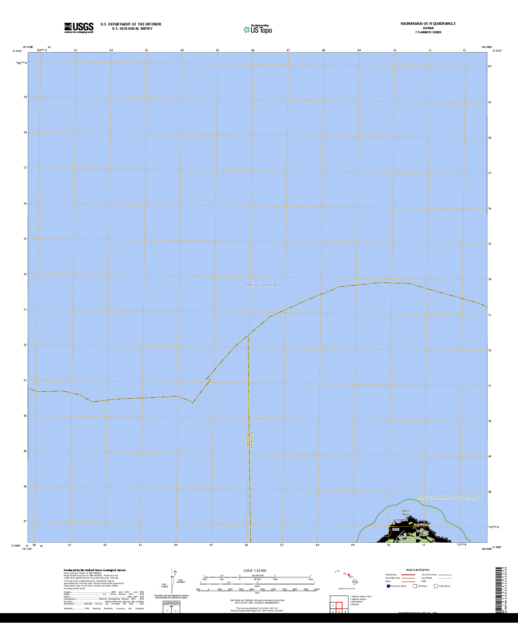 US TOPO 7.5-MINUTE MAP FOR KAUNAKAKAI OE N, HI