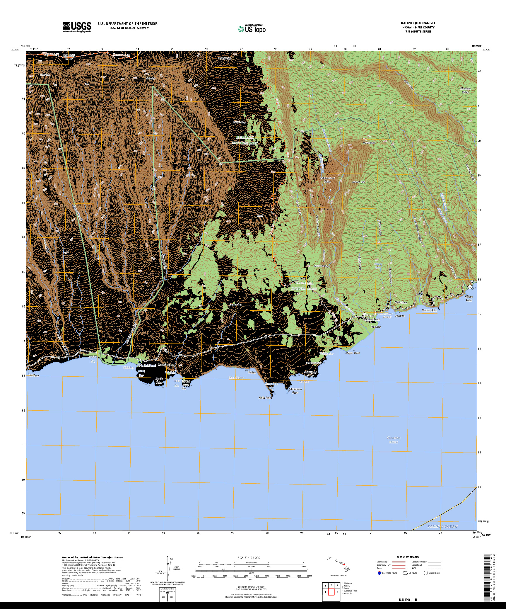 US TOPO 7.5-MINUTE MAP FOR KAUPO, HI
