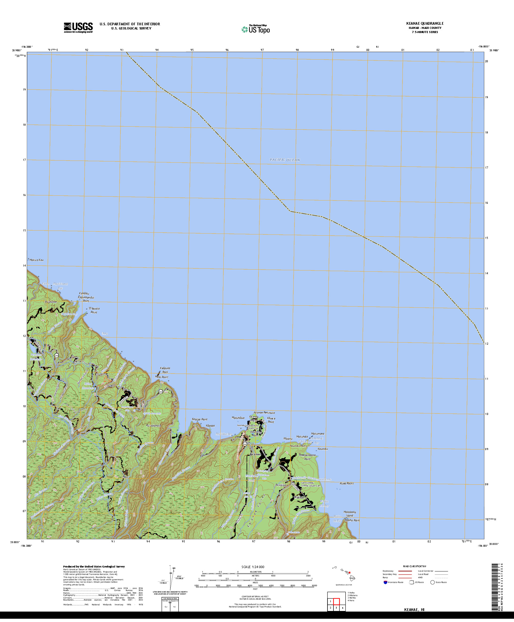 US TOPO 7.5-MINUTE MAP FOR KEANAE, HI