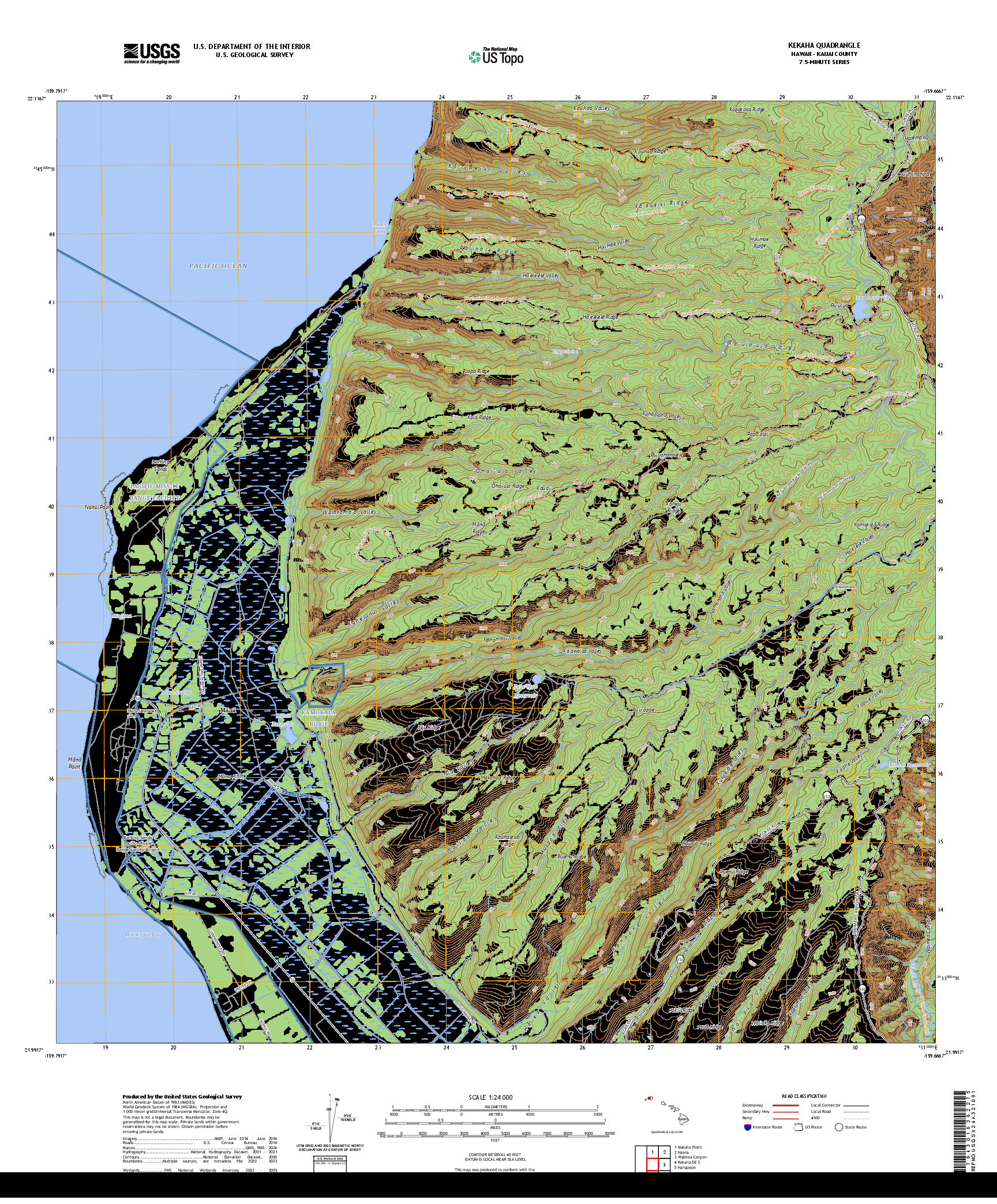 US TOPO 7.5-MINUTE MAP FOR KEKAHA, HI