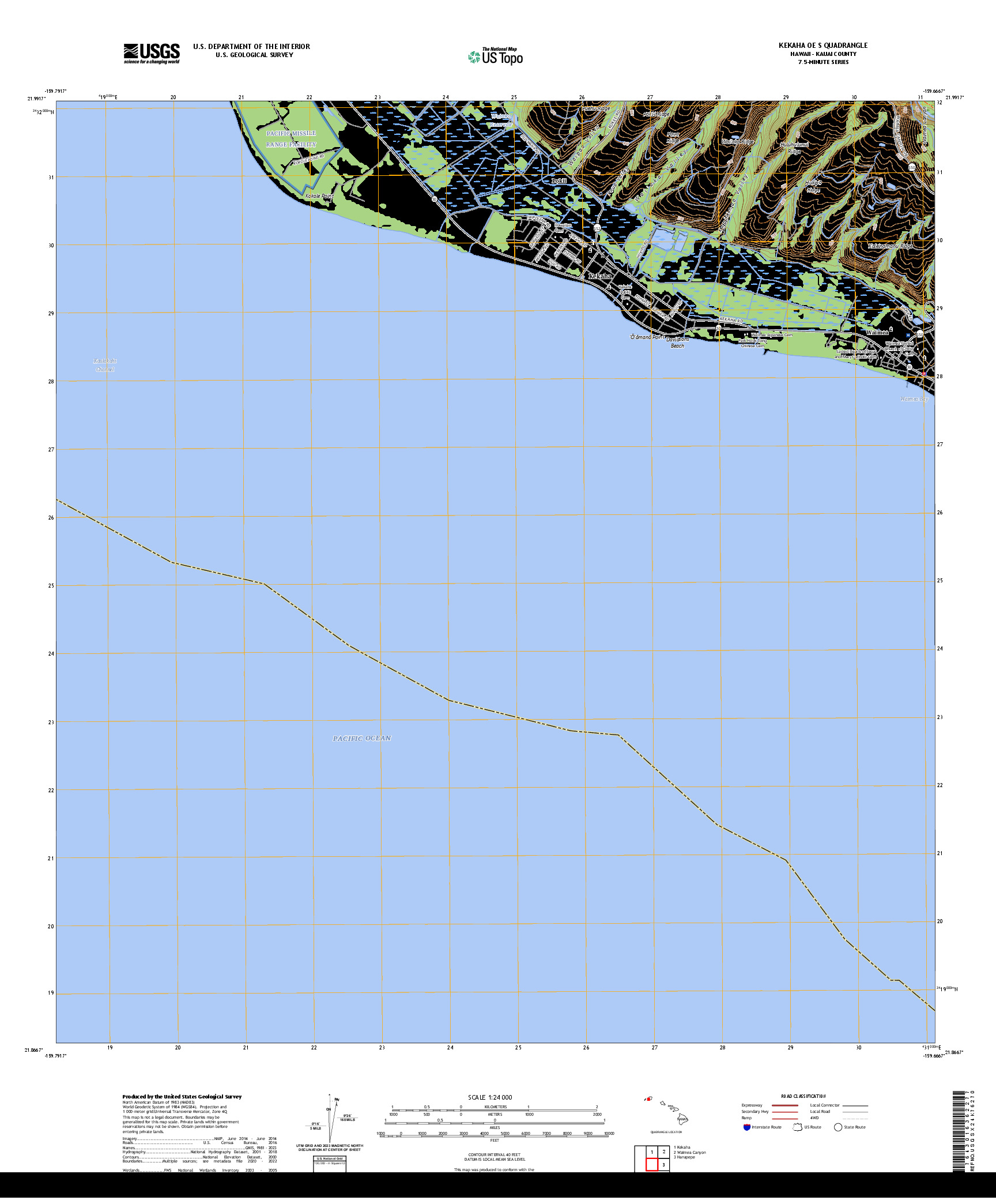 US TOPO 7.5-MINUTE MAP FOR KEKAHA OE S, HI