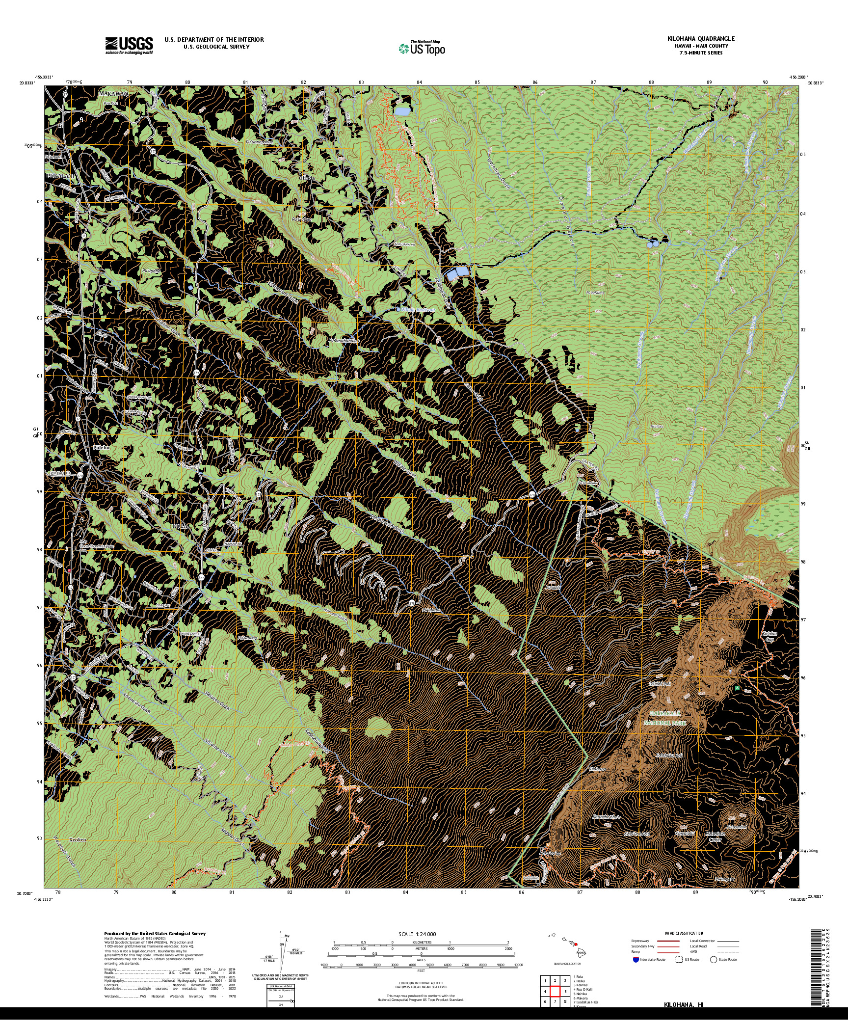 US TOPO 7.5-MINUTE MAP FOR KILOHANA, HI