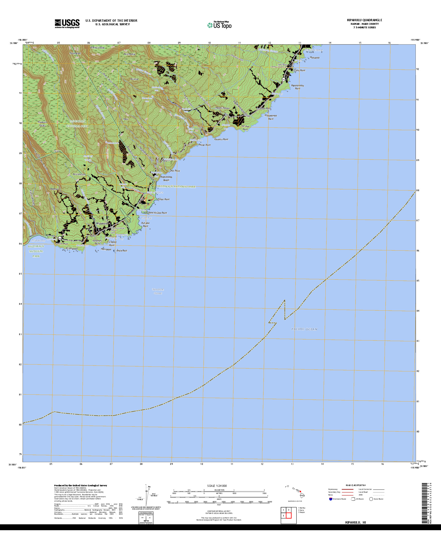 US TOPO 7.5-MINUTE MAP FOR KIPAHULU, HI