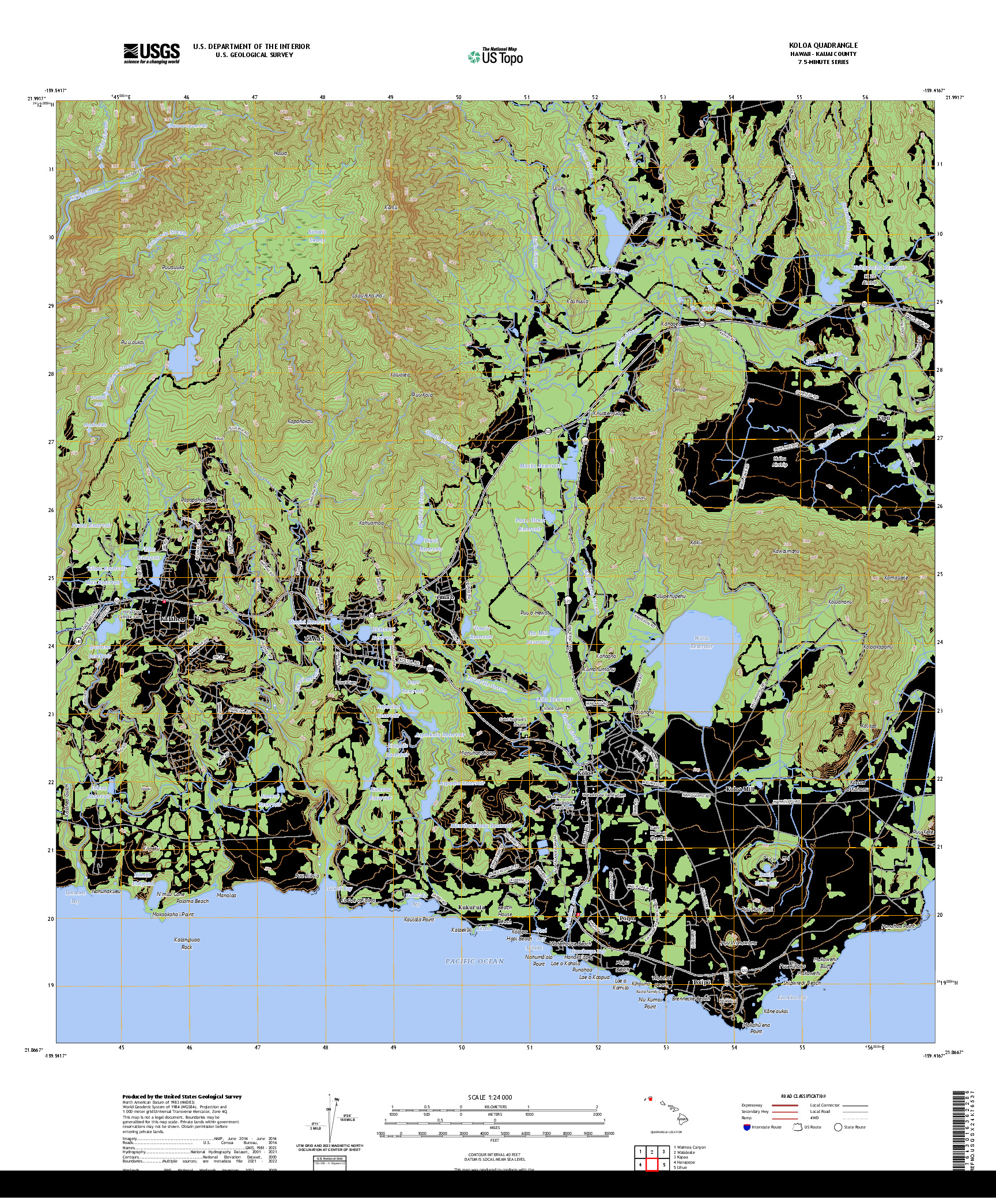 US TOPO 7.5-MINUTE MAP FOR KOLOA, HI