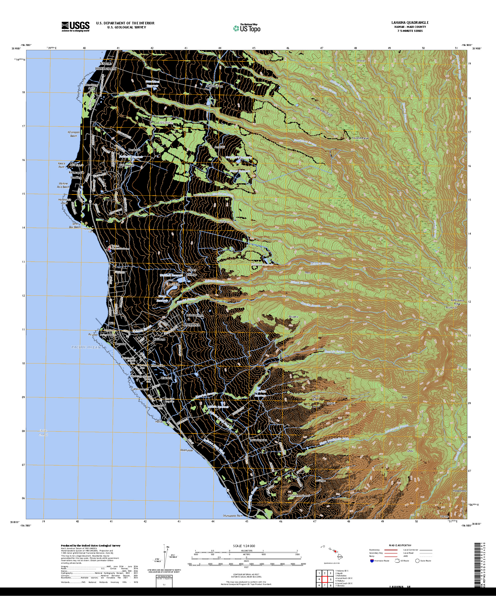 US TOPO 7.5-MINUTE MAP FOR LAHAINA, HI
