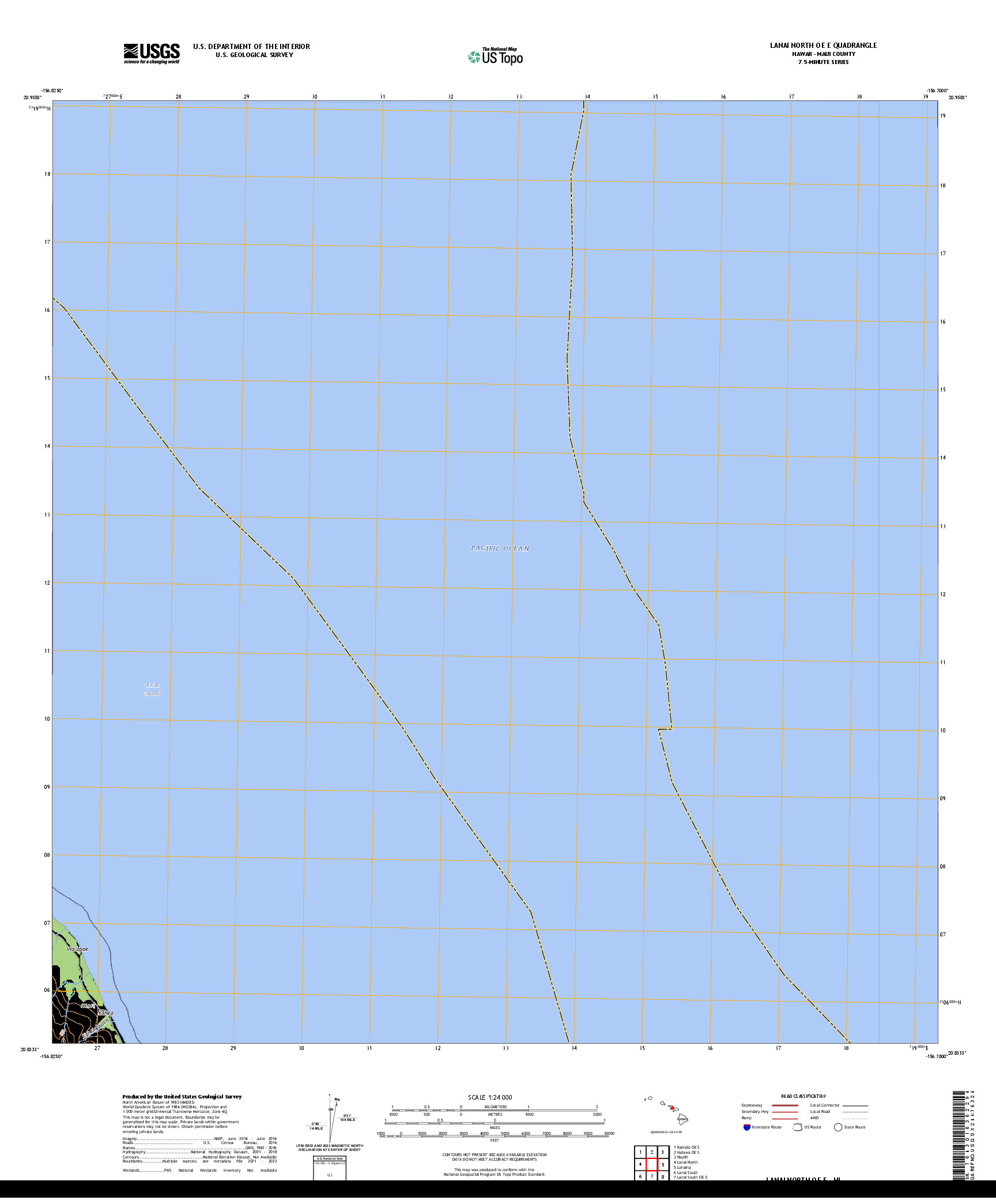 US TOPO 7.5-MINUTE MAP FOR LANAI NORTH OE E, HI