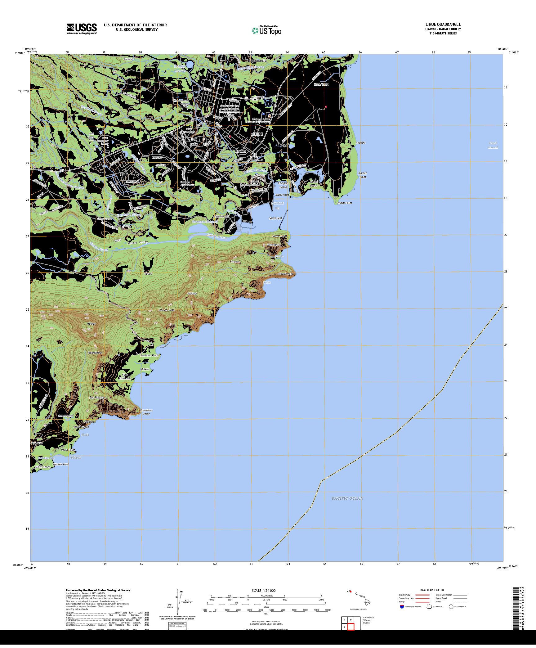 US TOPO 7.5-MINUTE MAP FOR LIHUE, HI