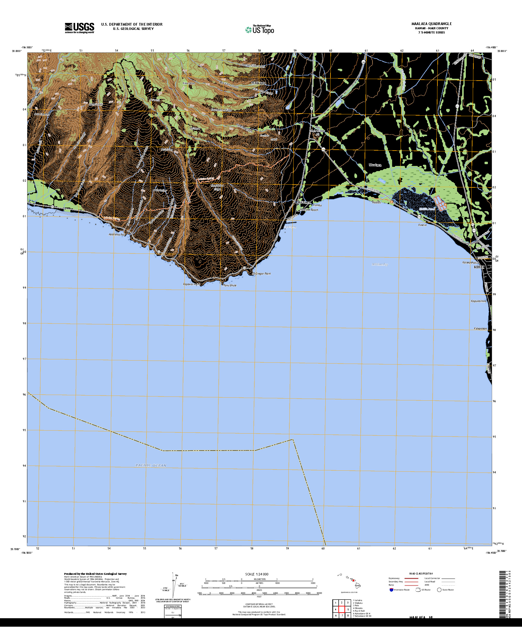 US TOPO 7.5-MINUTE MAP FOR MAALAEA, HI