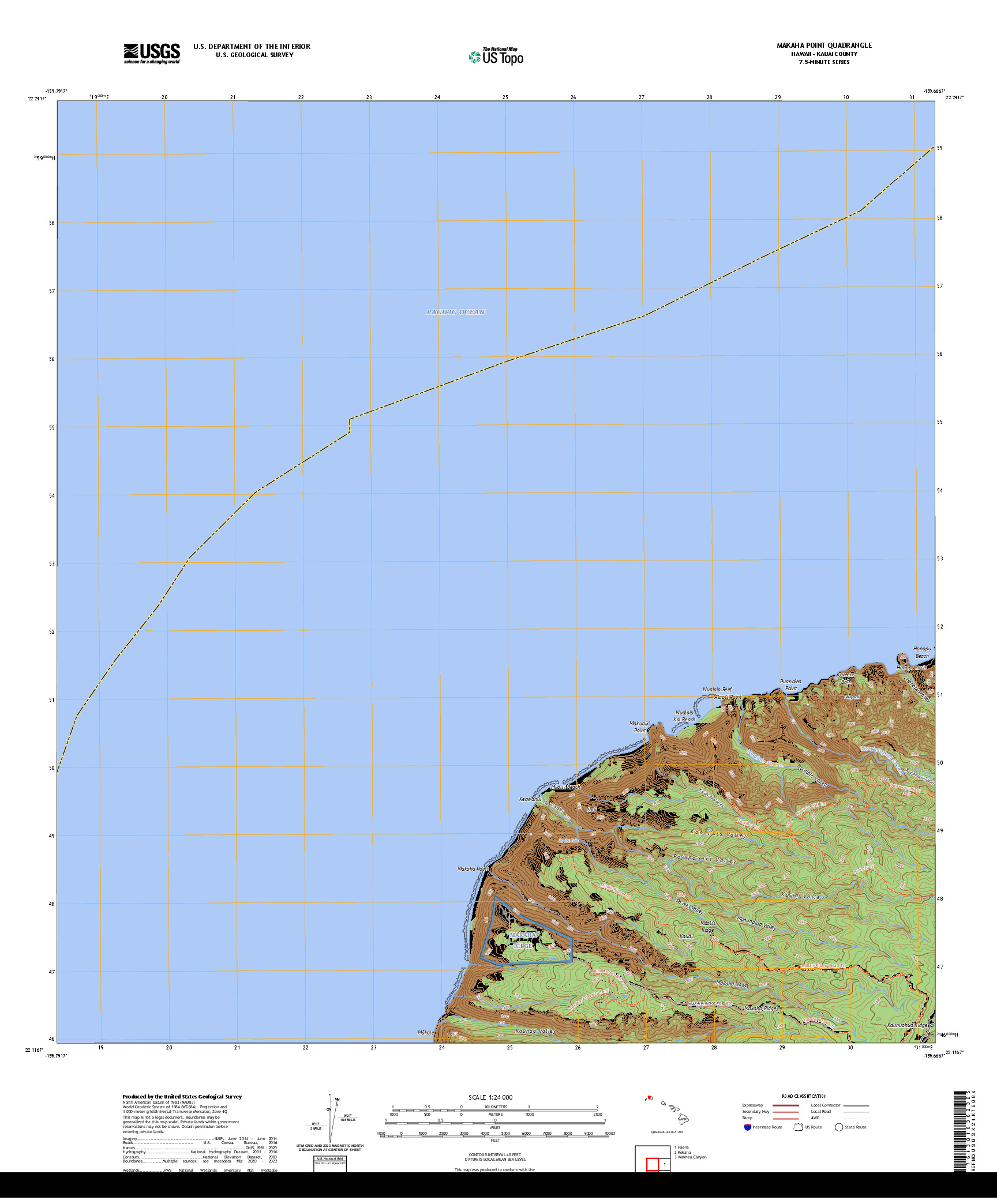 US TOPO 7.5-MINUTE MAP FOR MAKAHA POINT, HI