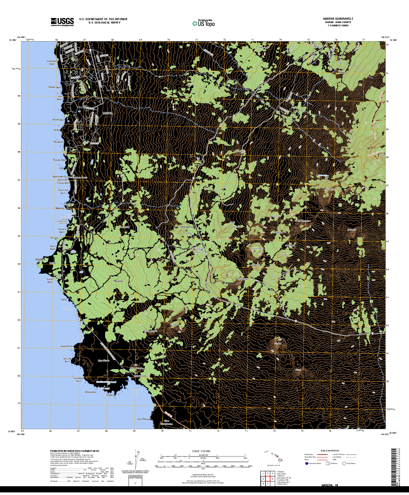 US TOPO 7.5-MINUTE MAP FOR MAKENA, HI