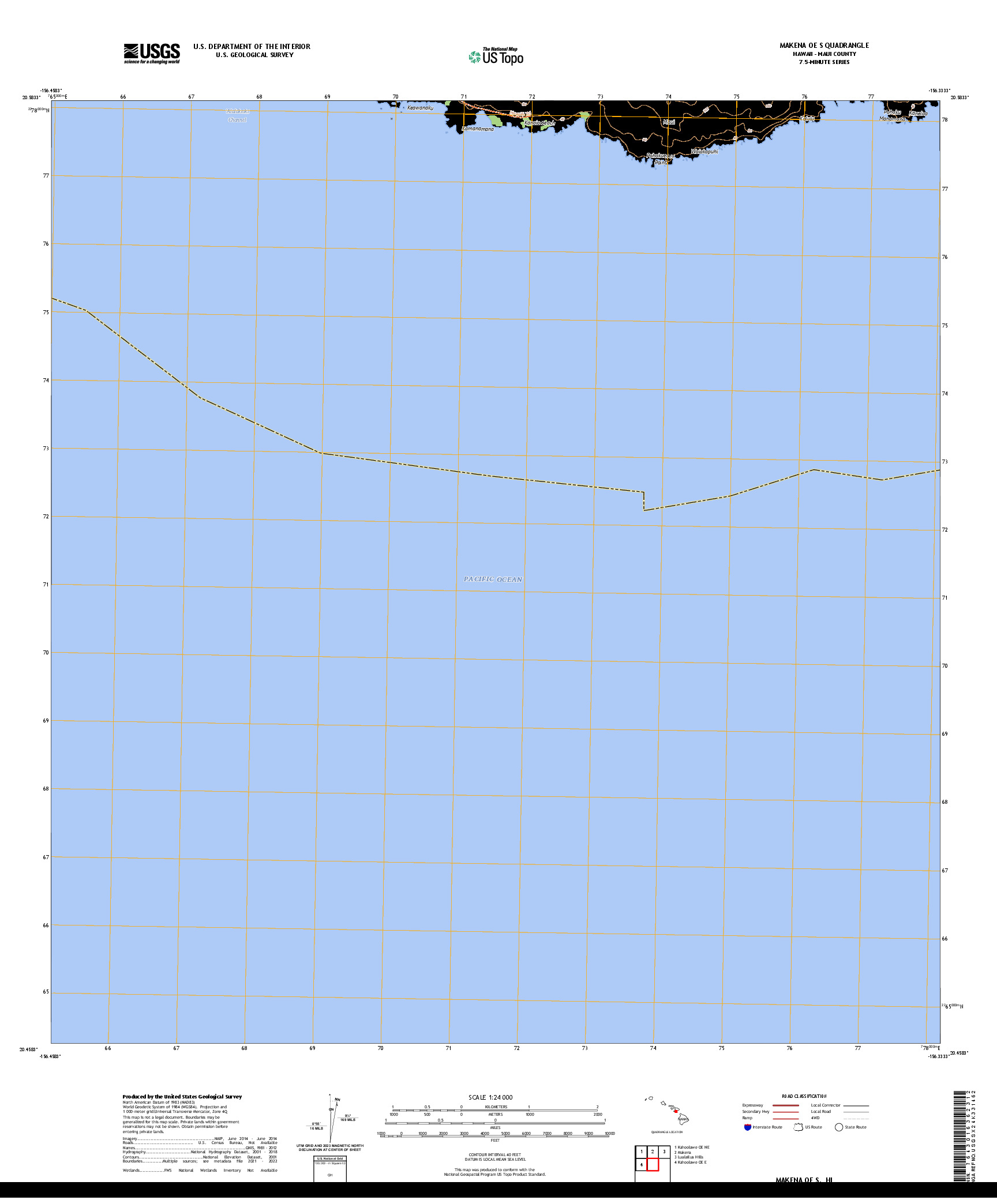 US TOPO 7.5-MINUTE MAP FOR MAKENA OE S, HI