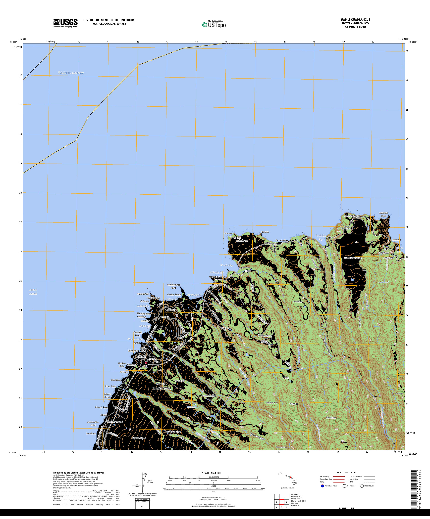 US TOPO 7.5-MINUTE MAP FOR NAPILI, HI