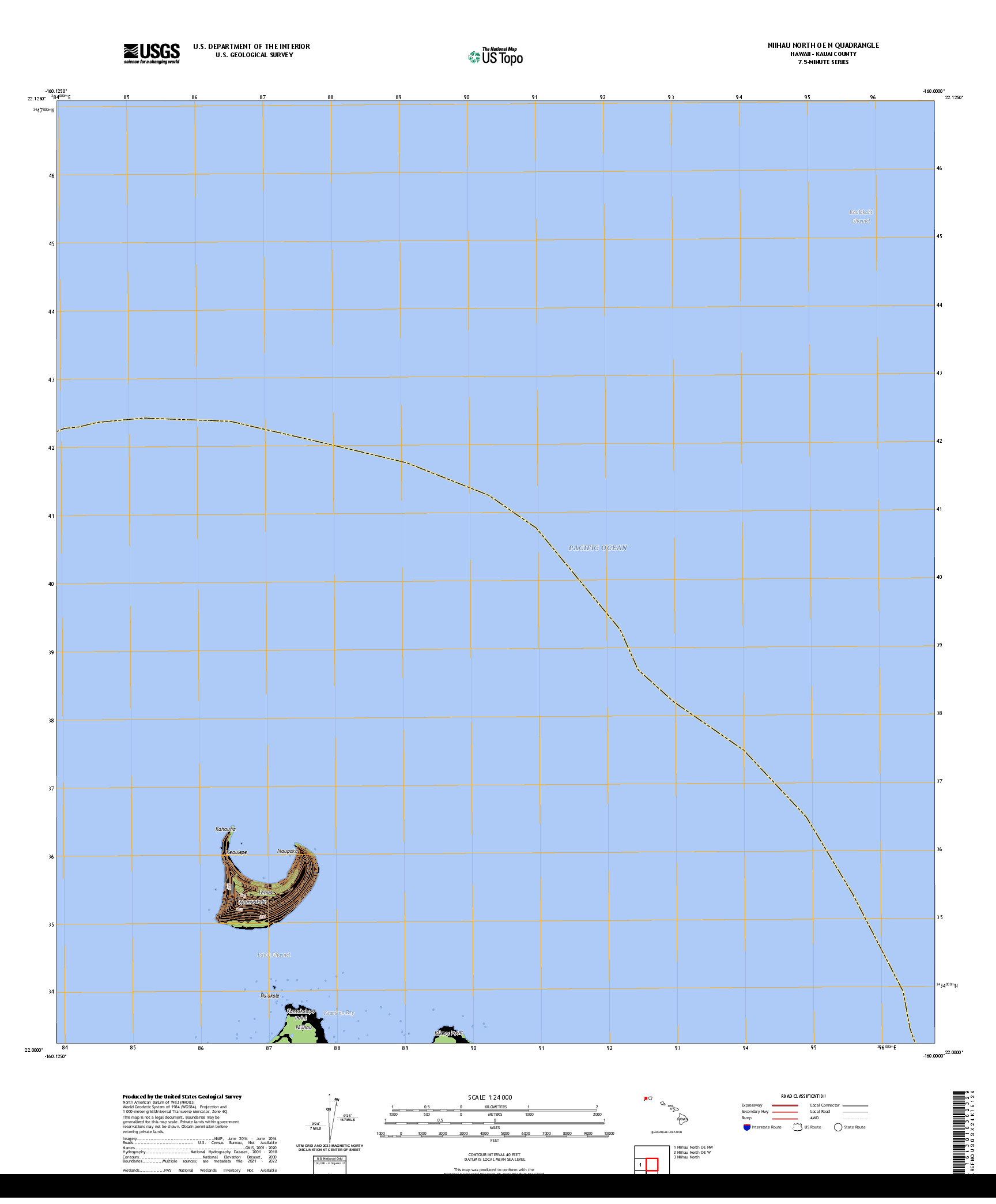US TOPO 7.5-MINUTE MAP FOR NIIHAU NORTH OE N, HI