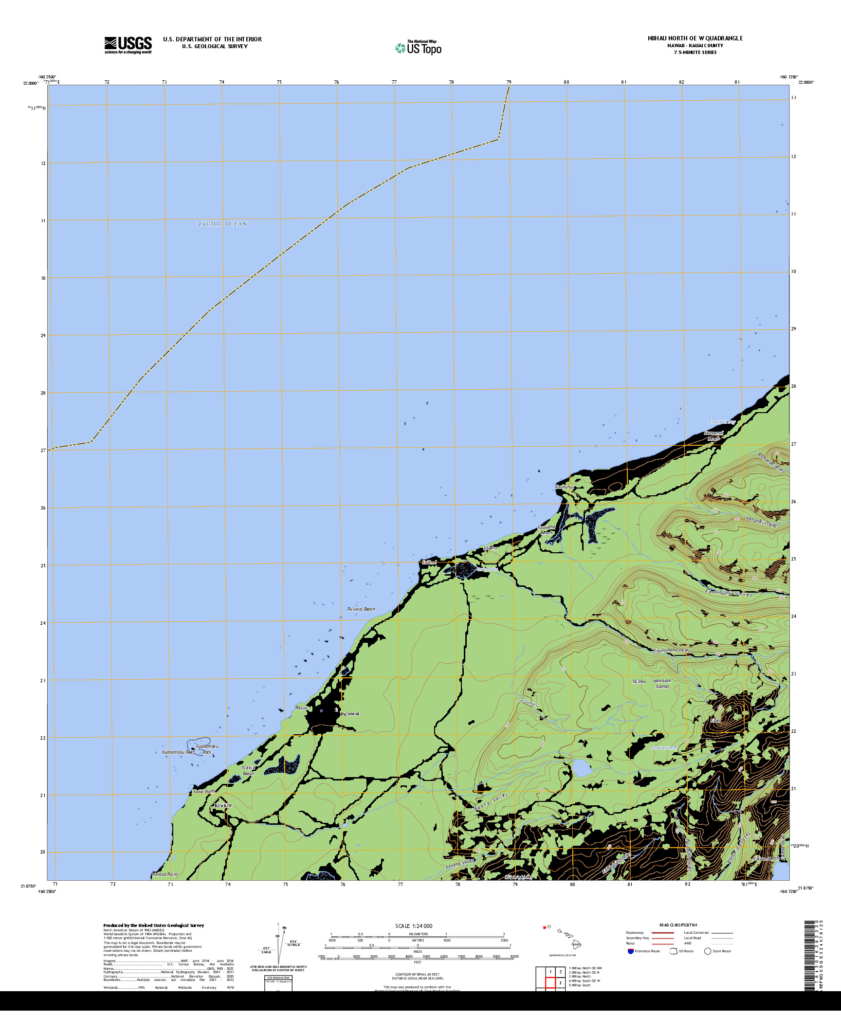 US TOPO 7.5-MINUTE MAP FOR NIIHAU NORTH OE W, HI