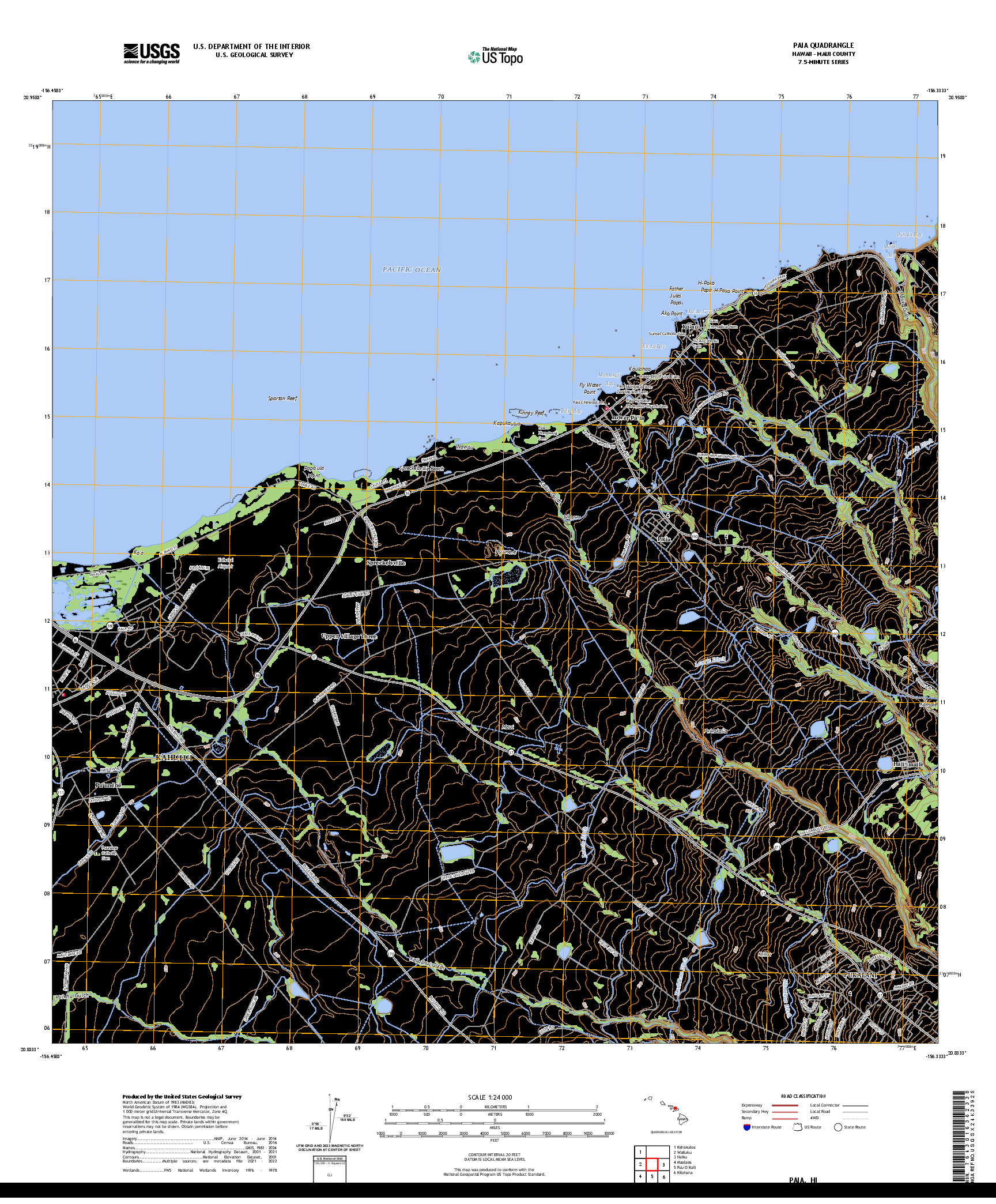 US TOPO 7.5-MINUTE MAP FOR PAIA, HI