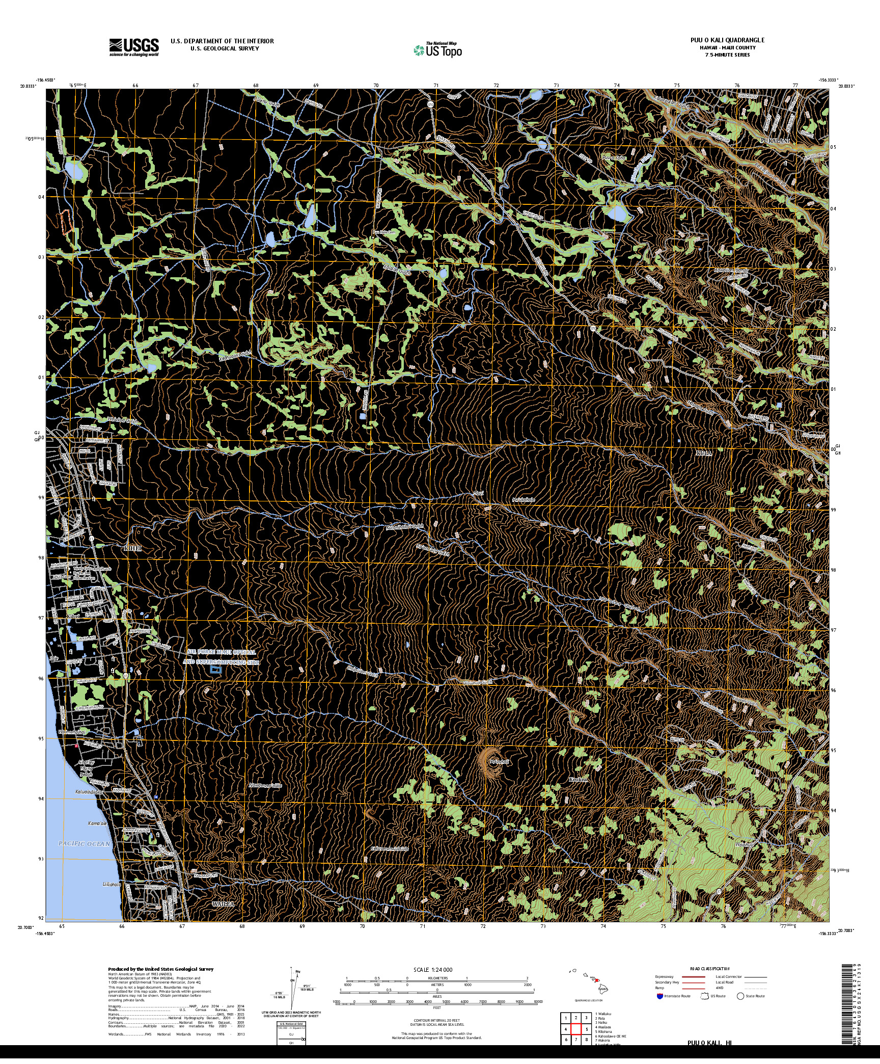 US TOPO 7.5-MINUTE MAP FOR PUU O KALI, HI