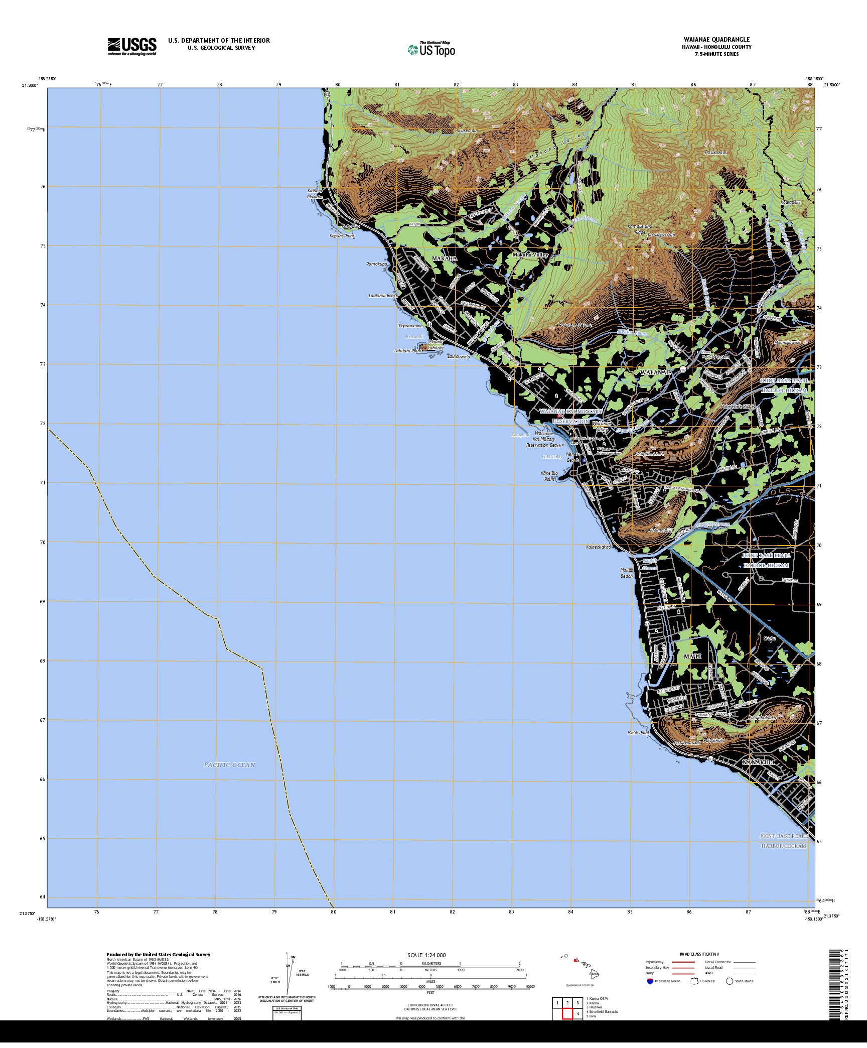 US TOPO 7.5-MINUTE MAP FOR WAIANAE, HI