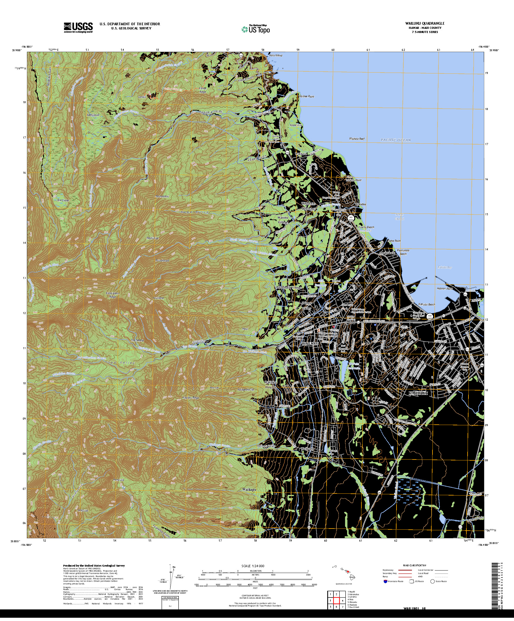 US TOPO 7.5-MINUTE MAP FOR WAILUKU, HI