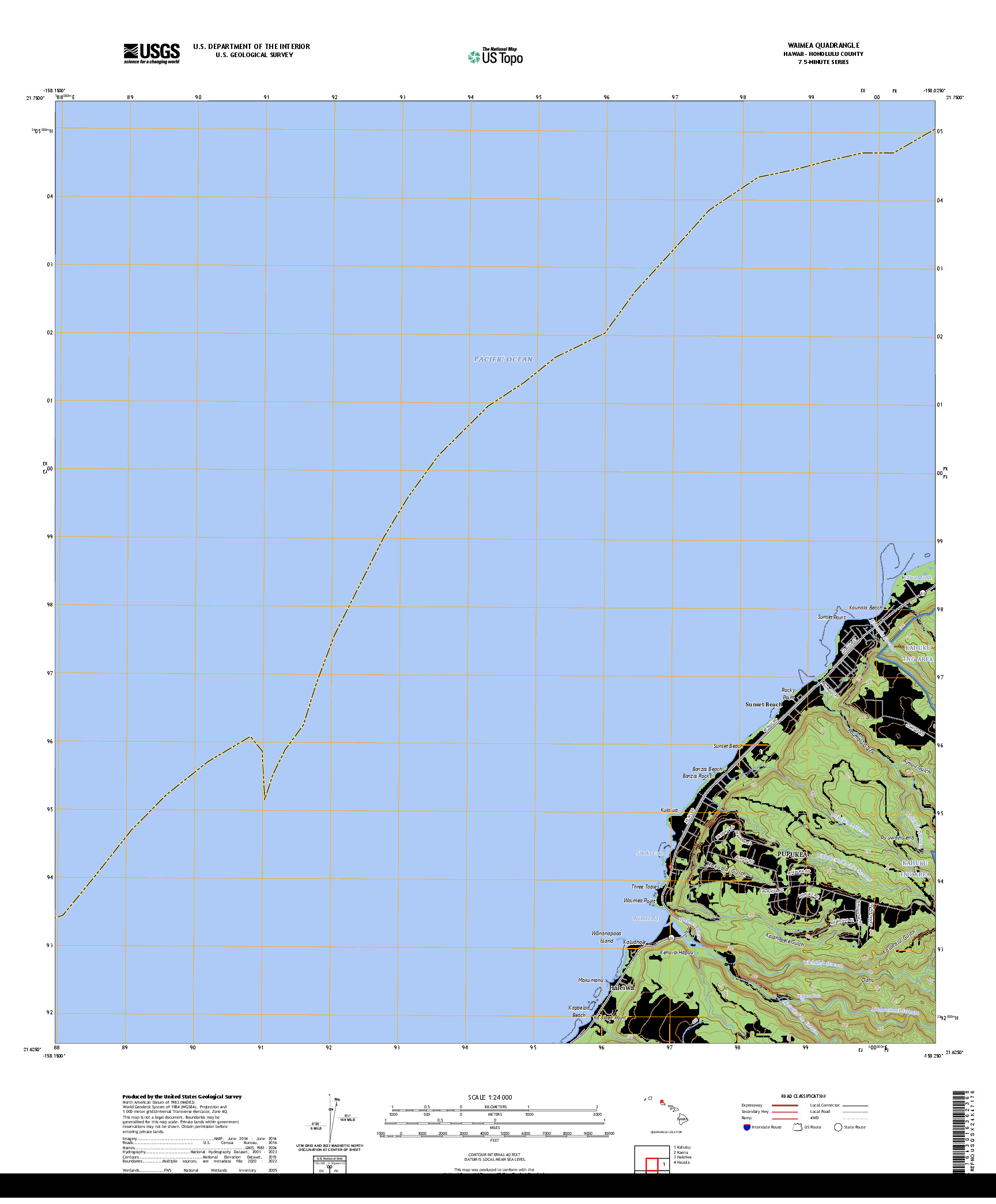 US TOPO 7.5-MINUTE MAP FOR WAIMEA, HI