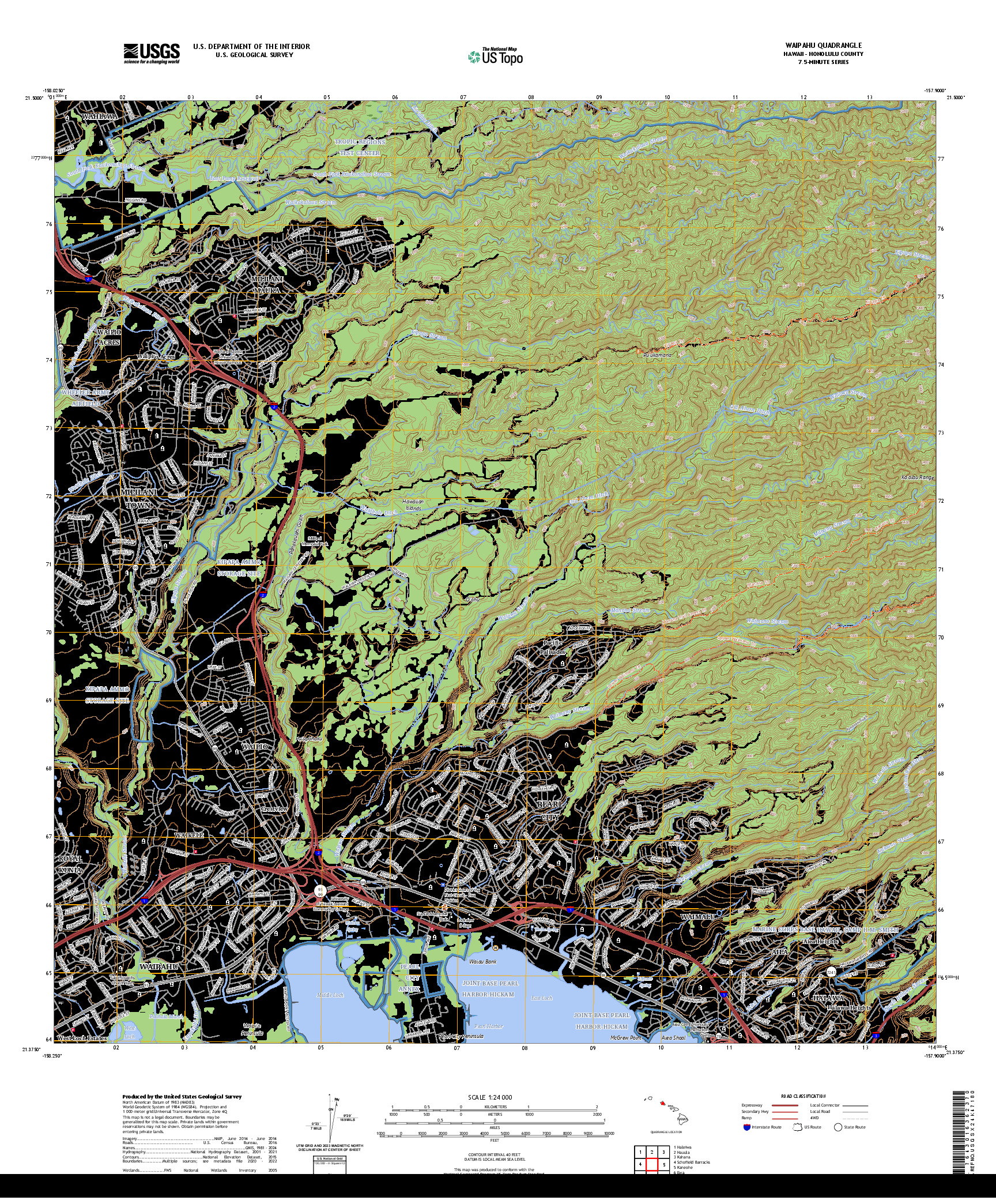 US TOPO 7.5-MINUTE MAP FOR WAIPAHU, HI