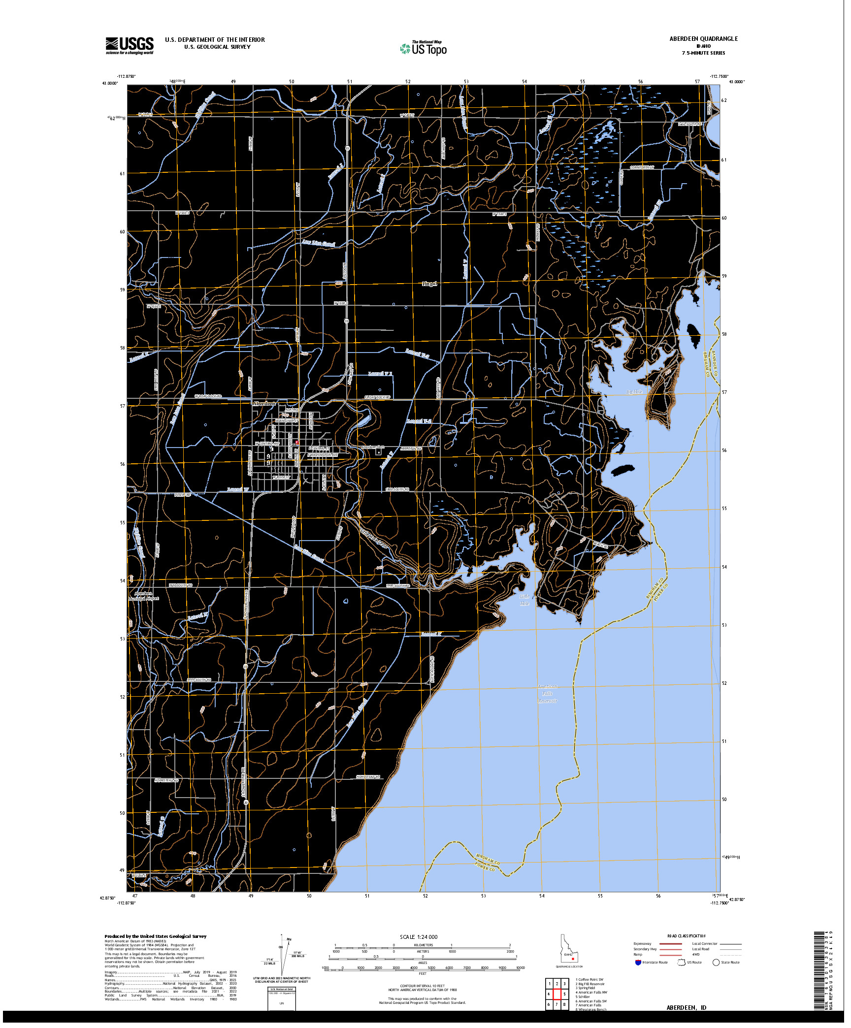 US TOPO 7.5-MINUTE MAP FOR ABERDEEN, ID