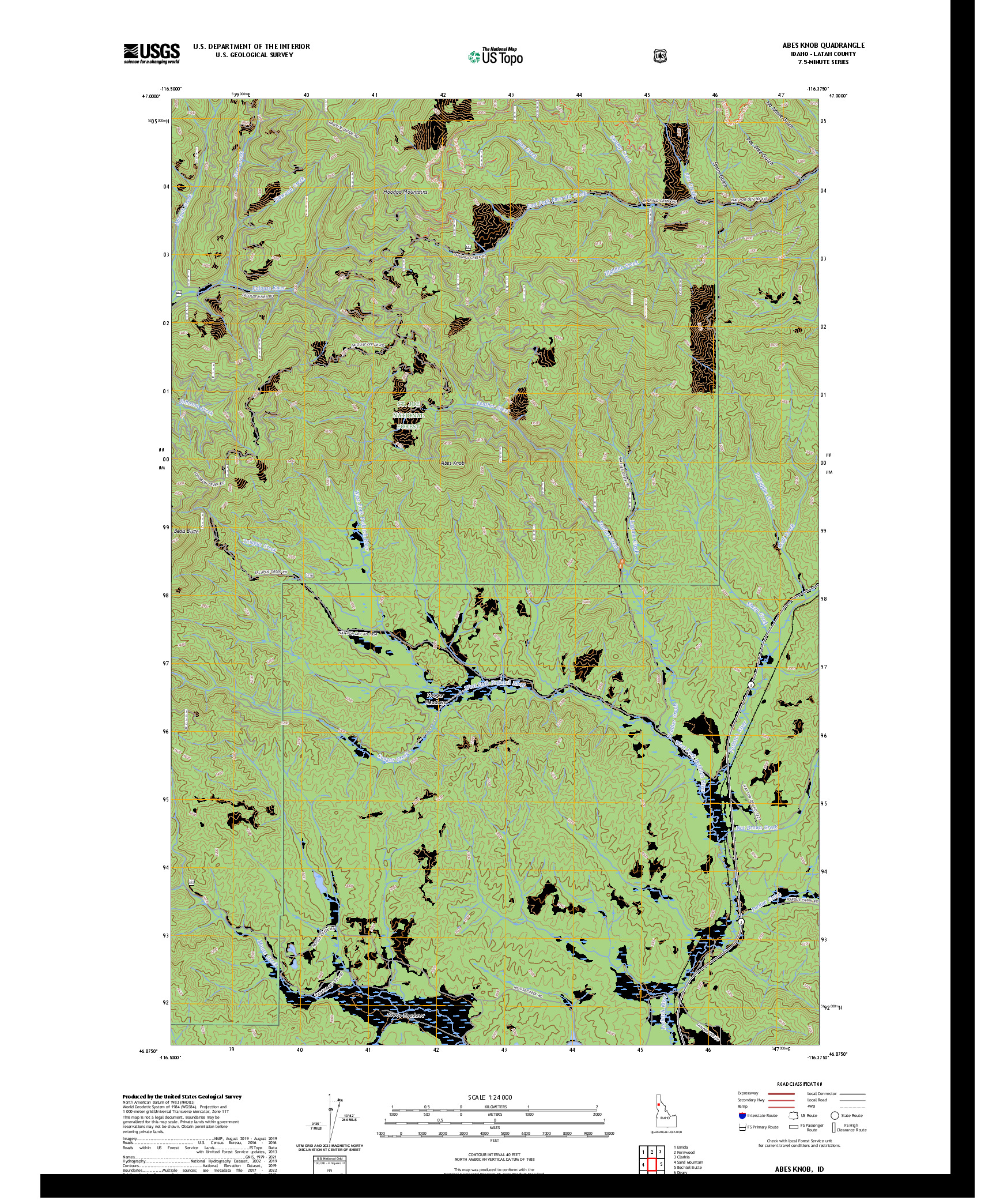 US TOPO 7.5-MINUTE MAP FOR ABES KNOB, ID