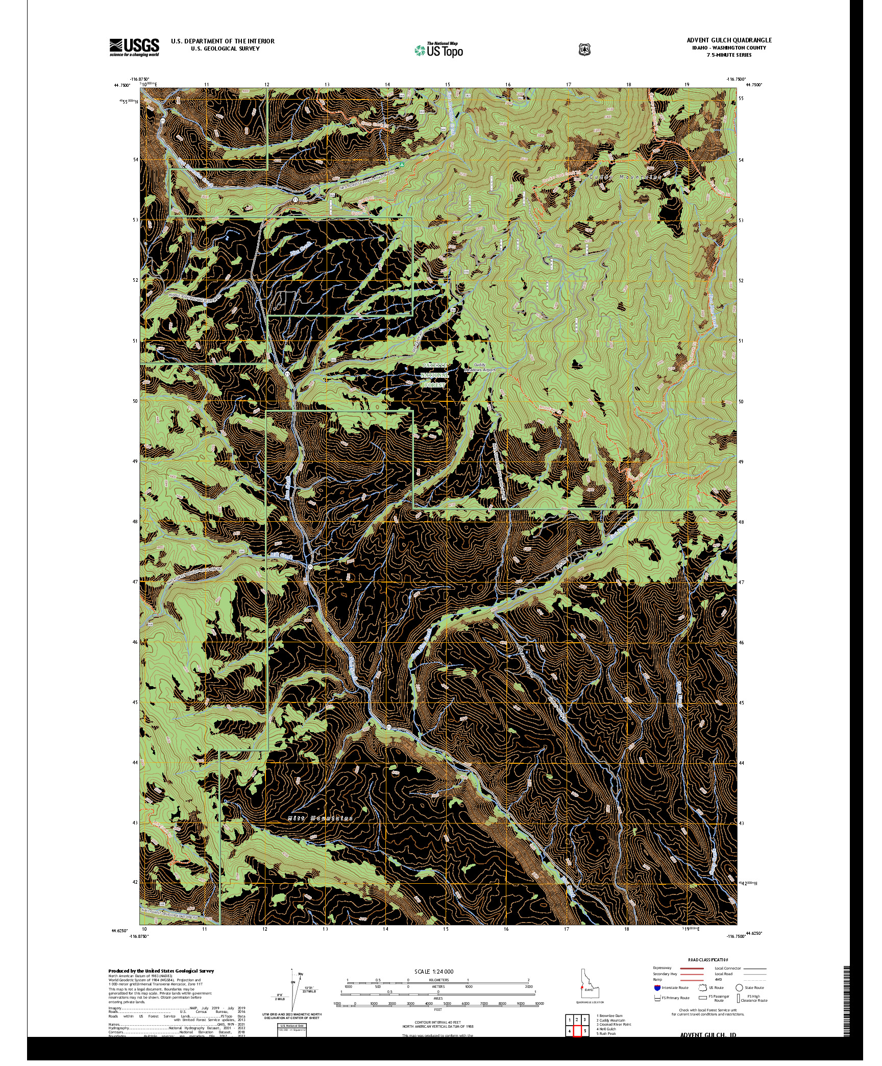 US TOPO 7.5-MINUTE MAP FOR ADVENT GULCH, ID