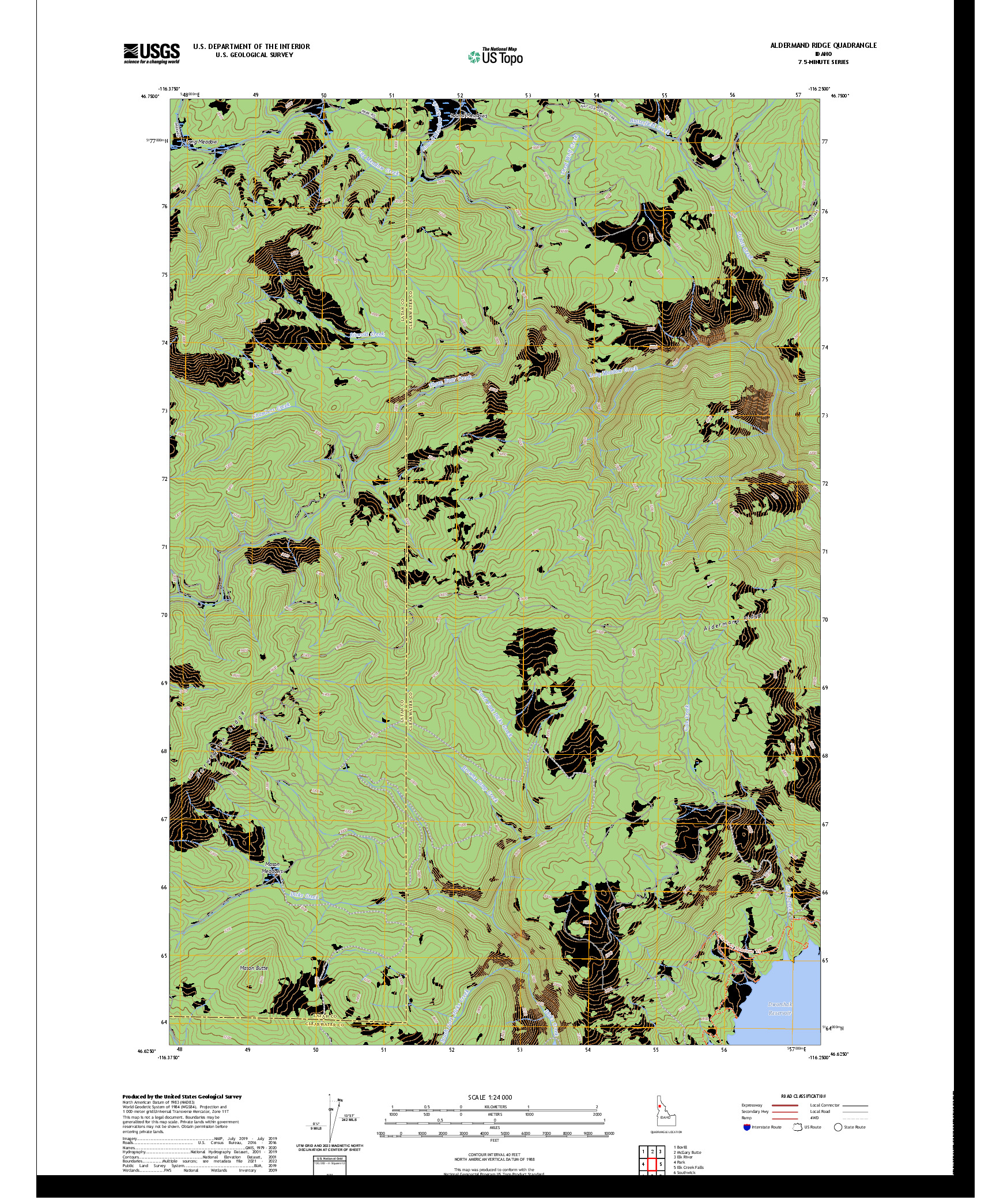 US TOPO 7.5-MINUTE MAP FOR ALDERMAND RIDGE, ID