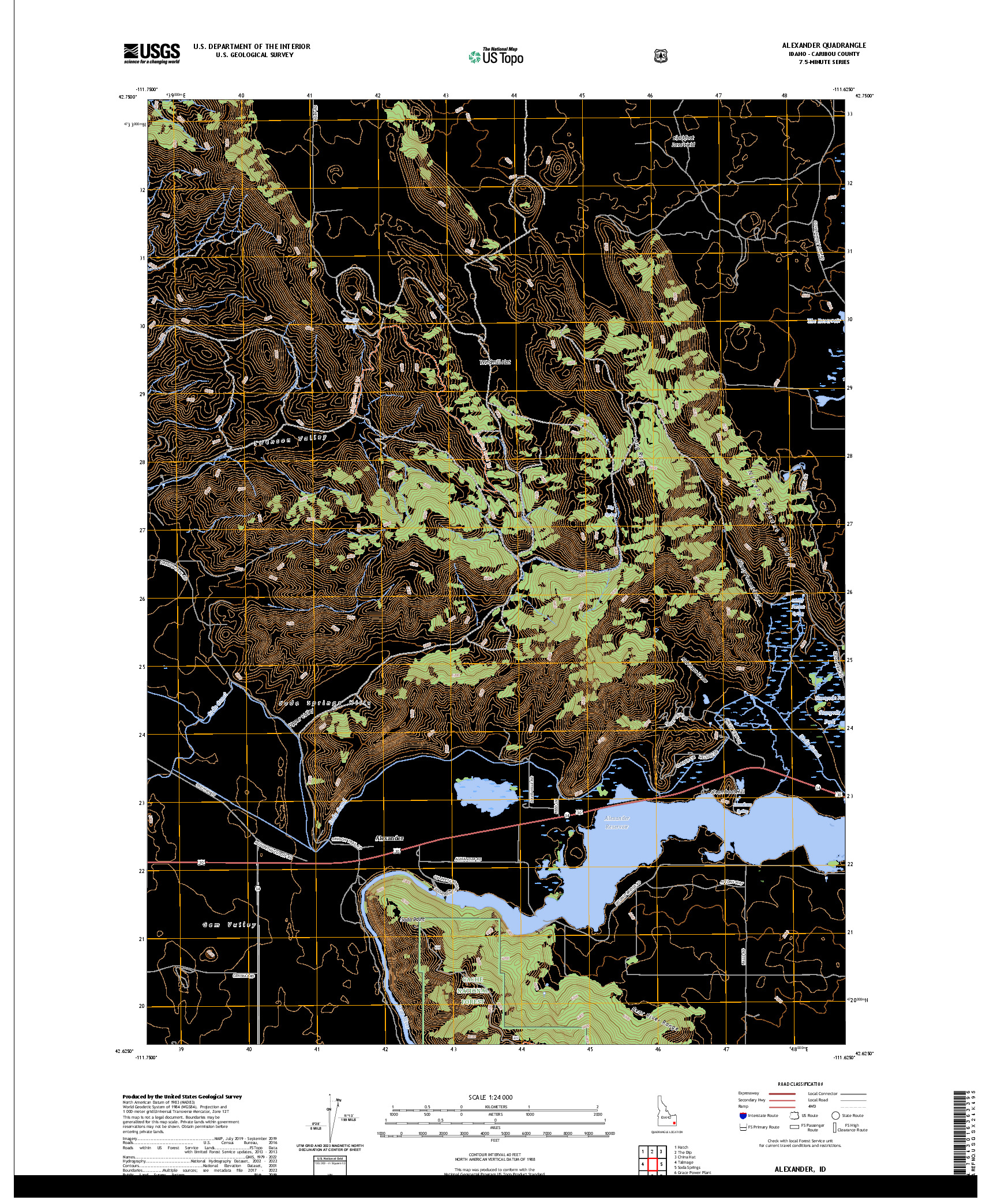 US TOPO 7.5-MINUTE MAP FOR ALEXANDER, ID