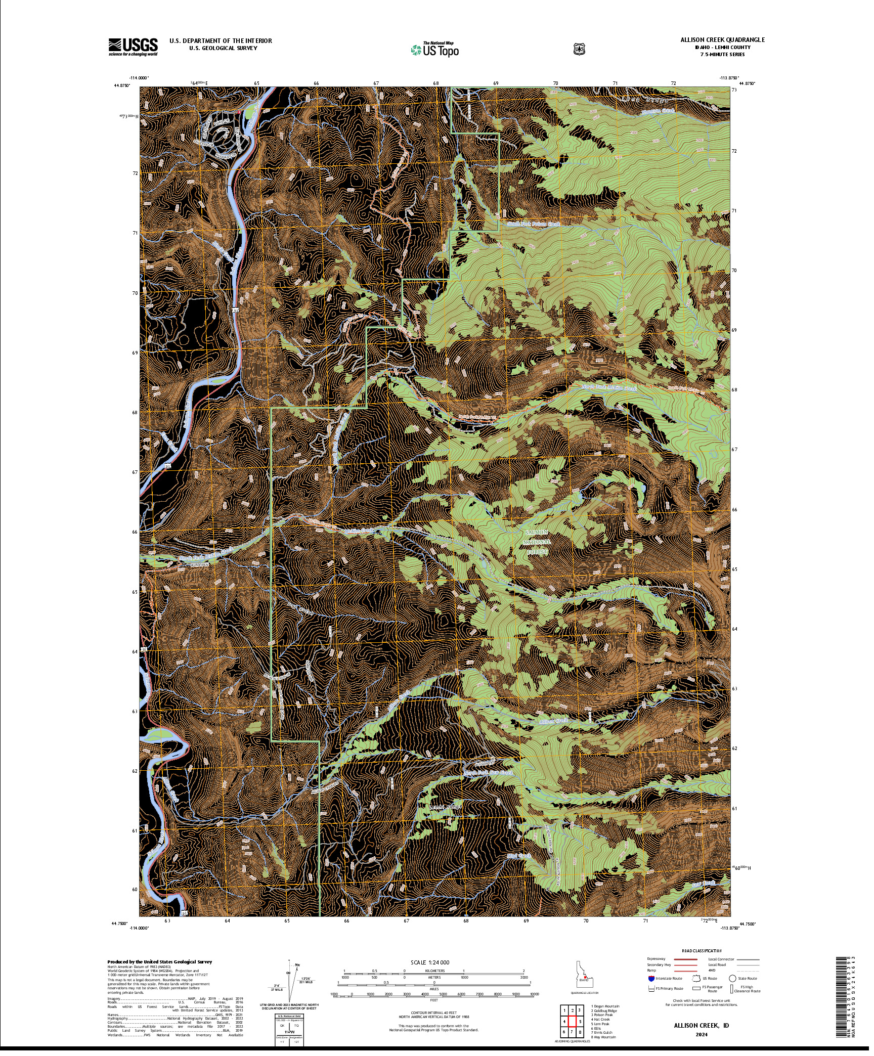 US TOPO 7.5-MINUTE MAP FOR ALLISON CREEK, ID