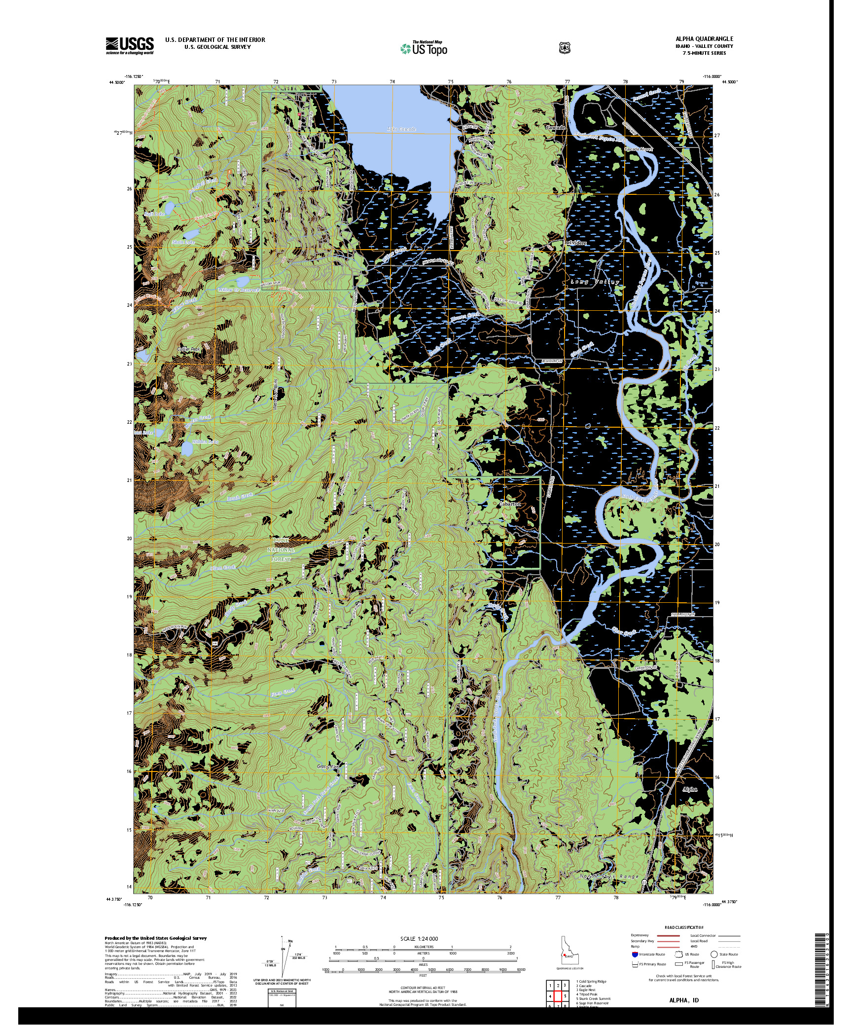 US TOPO 7.5-MINUTE MAP FOR ALPHA, ID