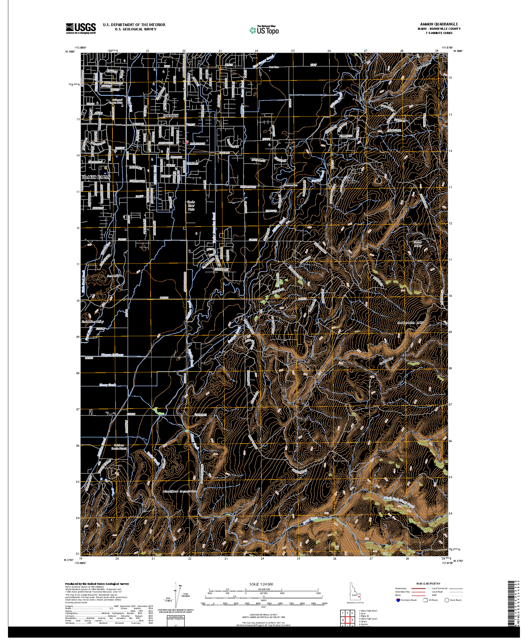 US TOPO 7.5-MINUTE MAP FOR AMMON, ID