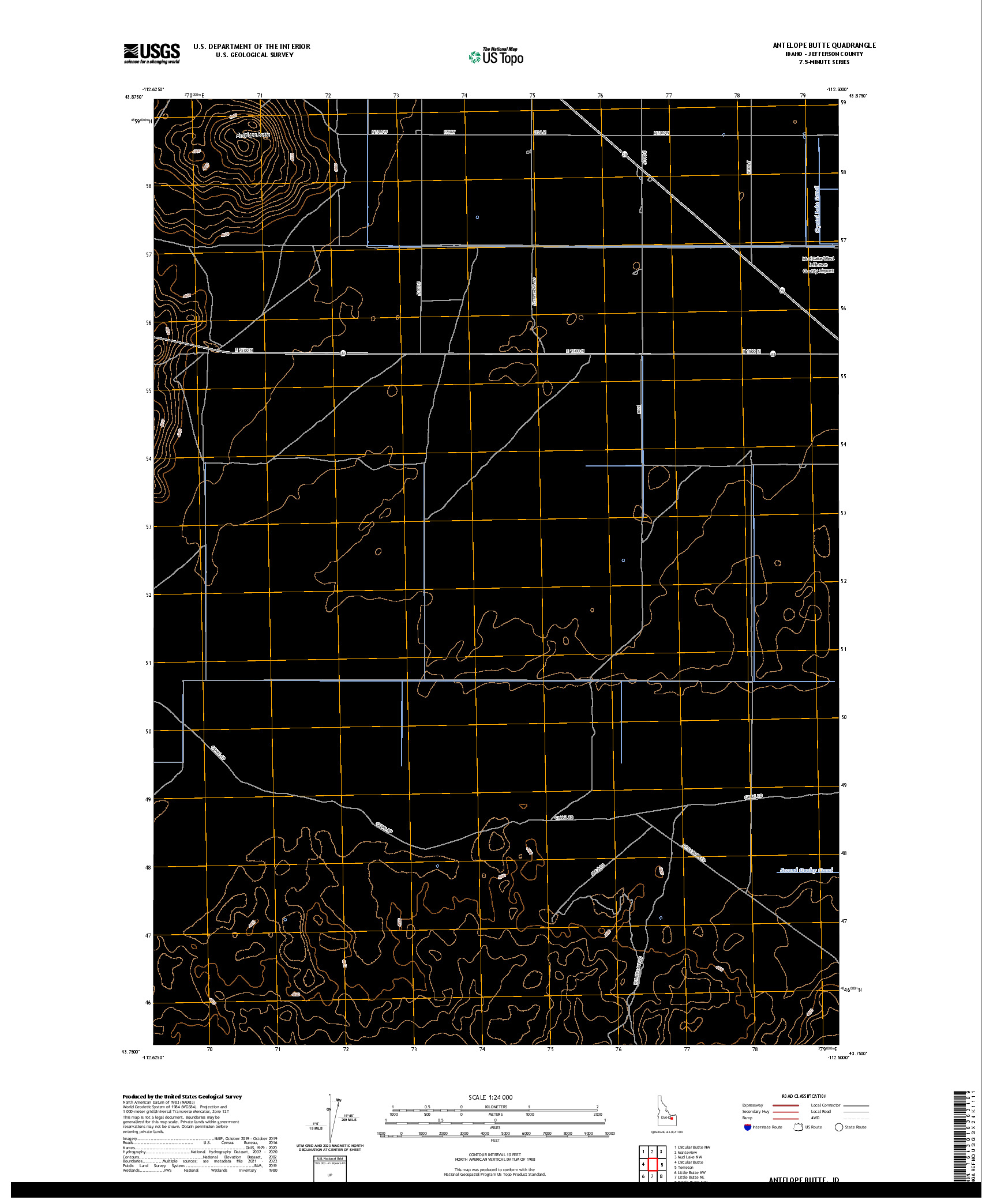 US TOPO 7.5-MINUTE MAP FOR ANTELOPE BUTTE, ID