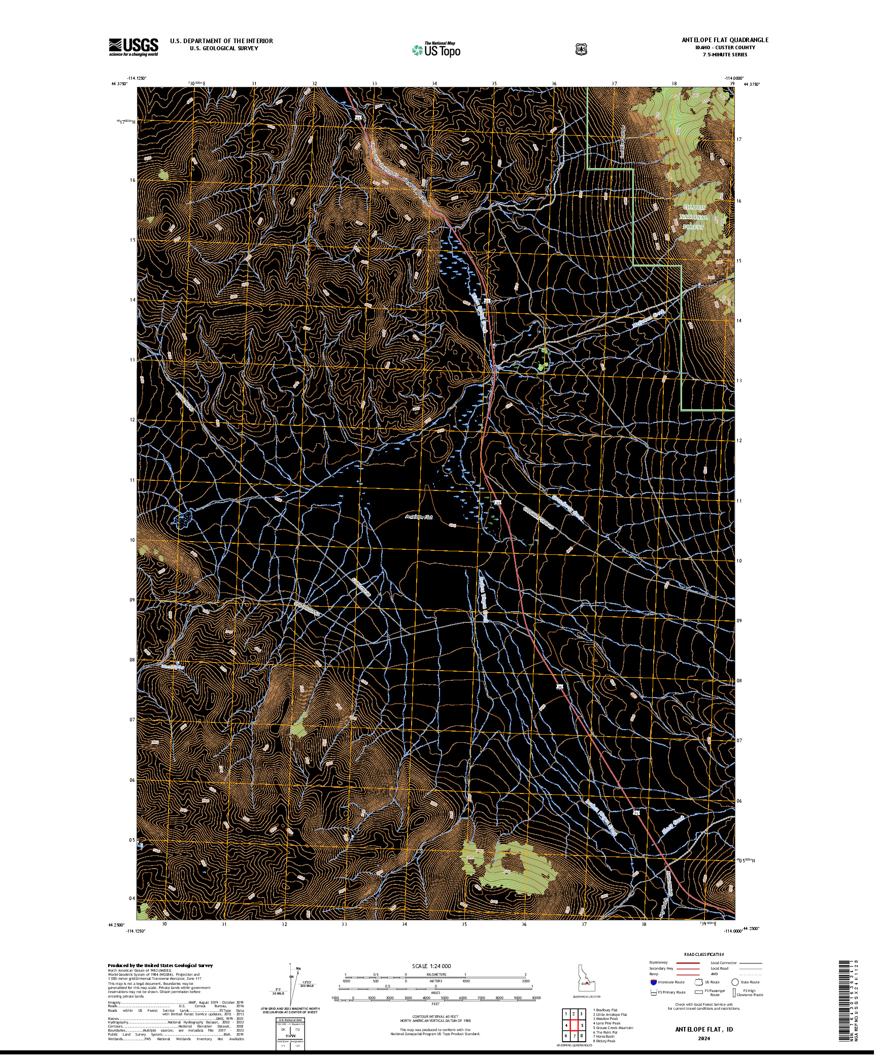 US TOPO 7.5-MINUTE MAP FOR ANTELOPE FLAT, ID
