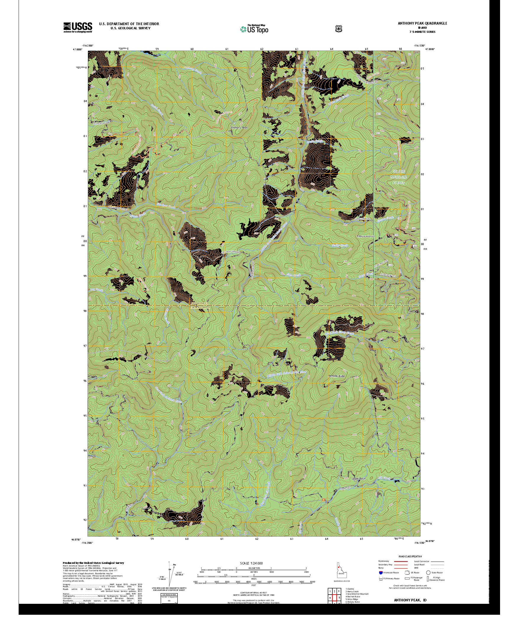 US TOPO 7.5-MINUTE MAP FOR ANTHONY PEAK, ID