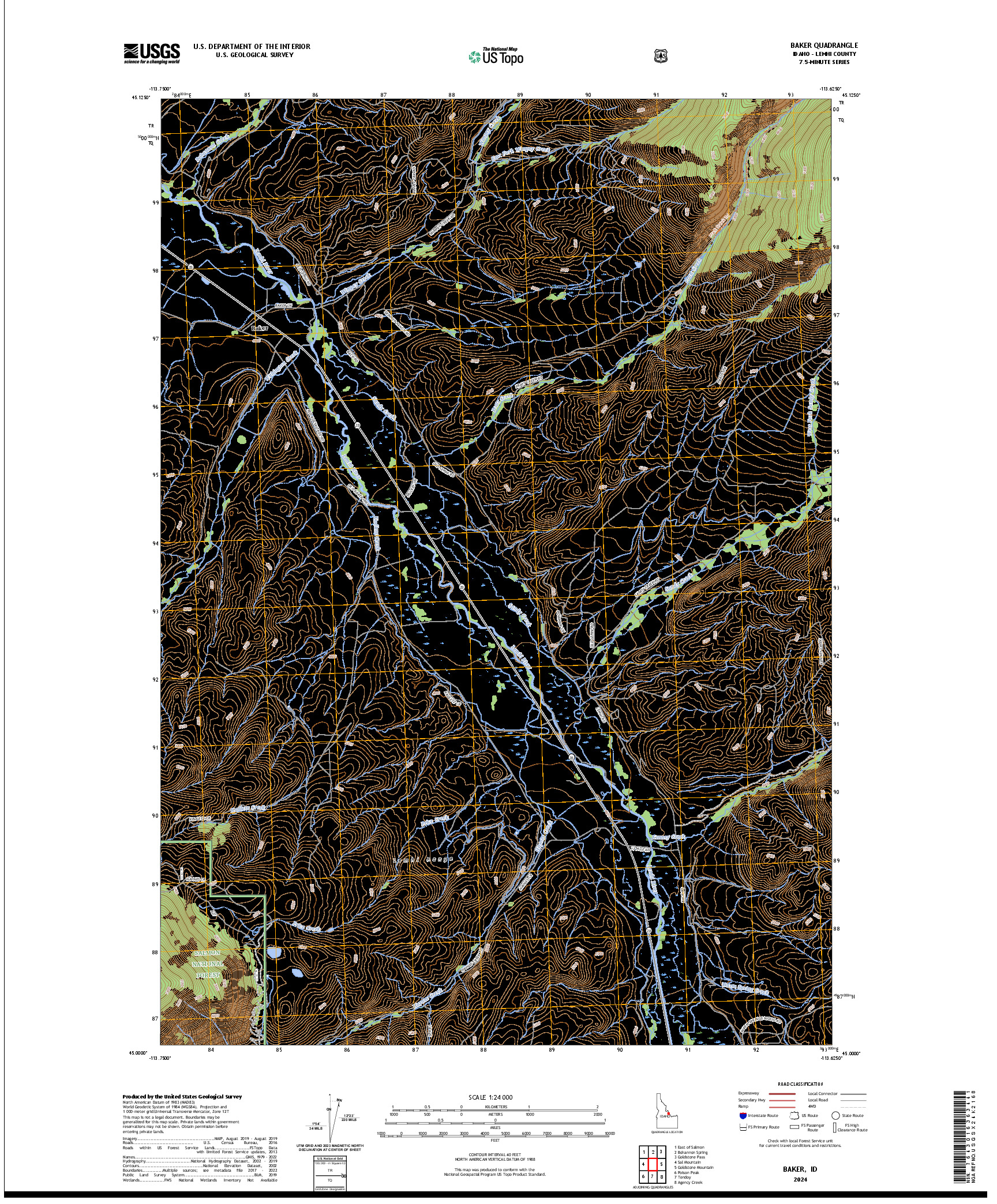 US TOPO 7.5-MINUTE MAP FOR BAKER, ID