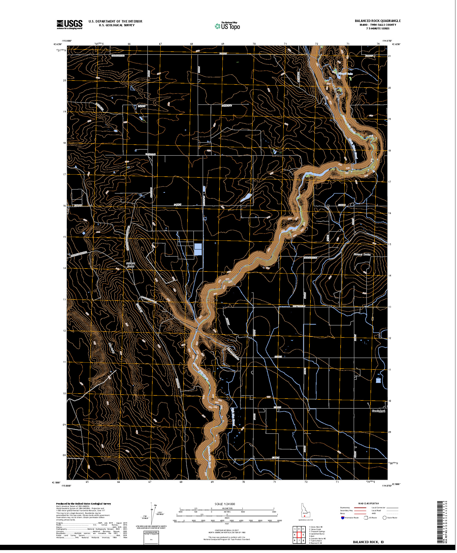 US TOPO 7.5-MINUTE MAP FOR BALANCED ROCK, ID