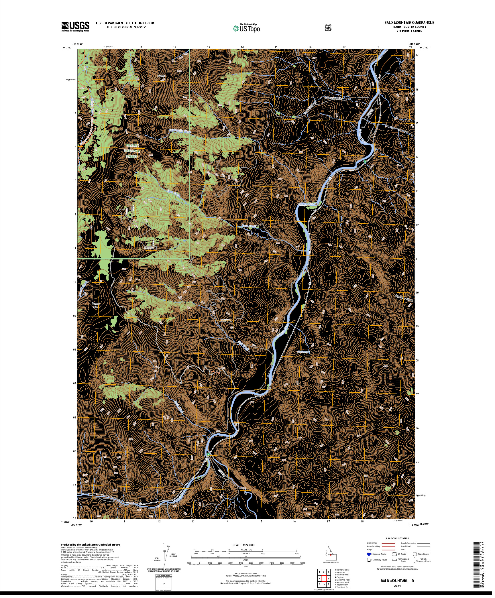 US TOPO 7.5-MINUTE MAP FOR BALD MOUNTAIN, ID