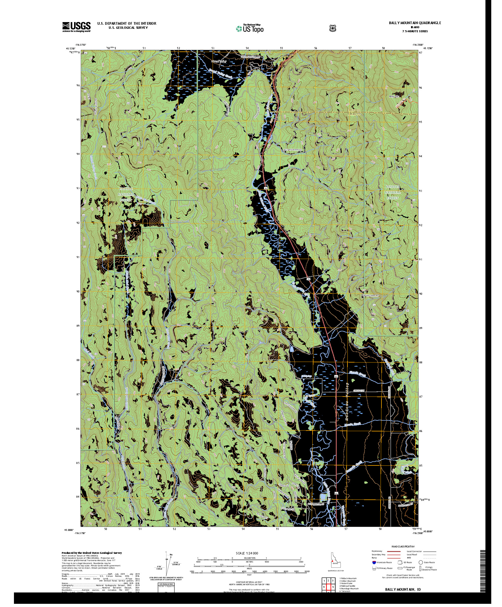 US TOPO 7.5-MINUTE MAP FOR BALLY MOUNTAIN, ID