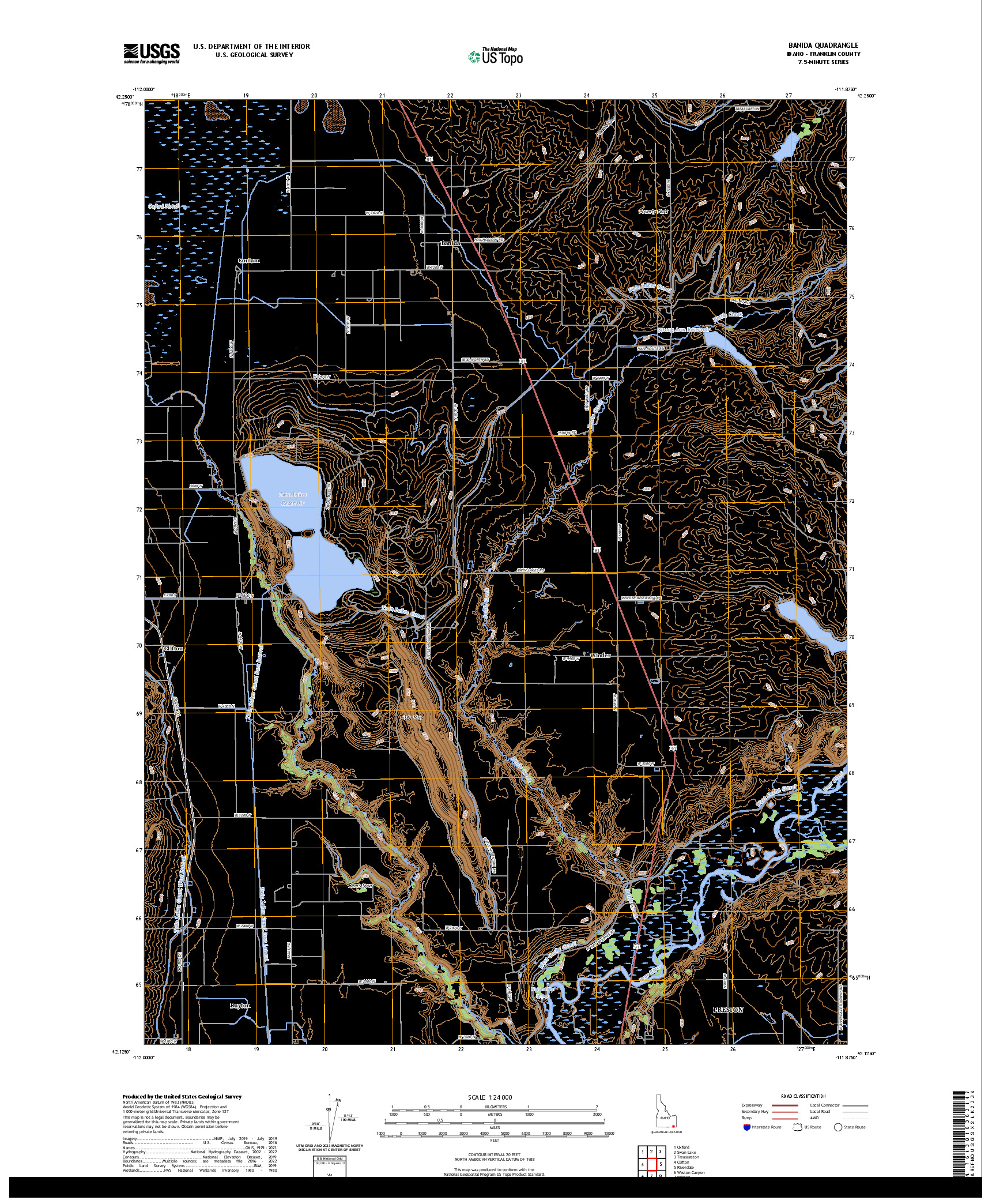 US TOPO 7.5-MINUTE MAP FOR BANIDA, ID