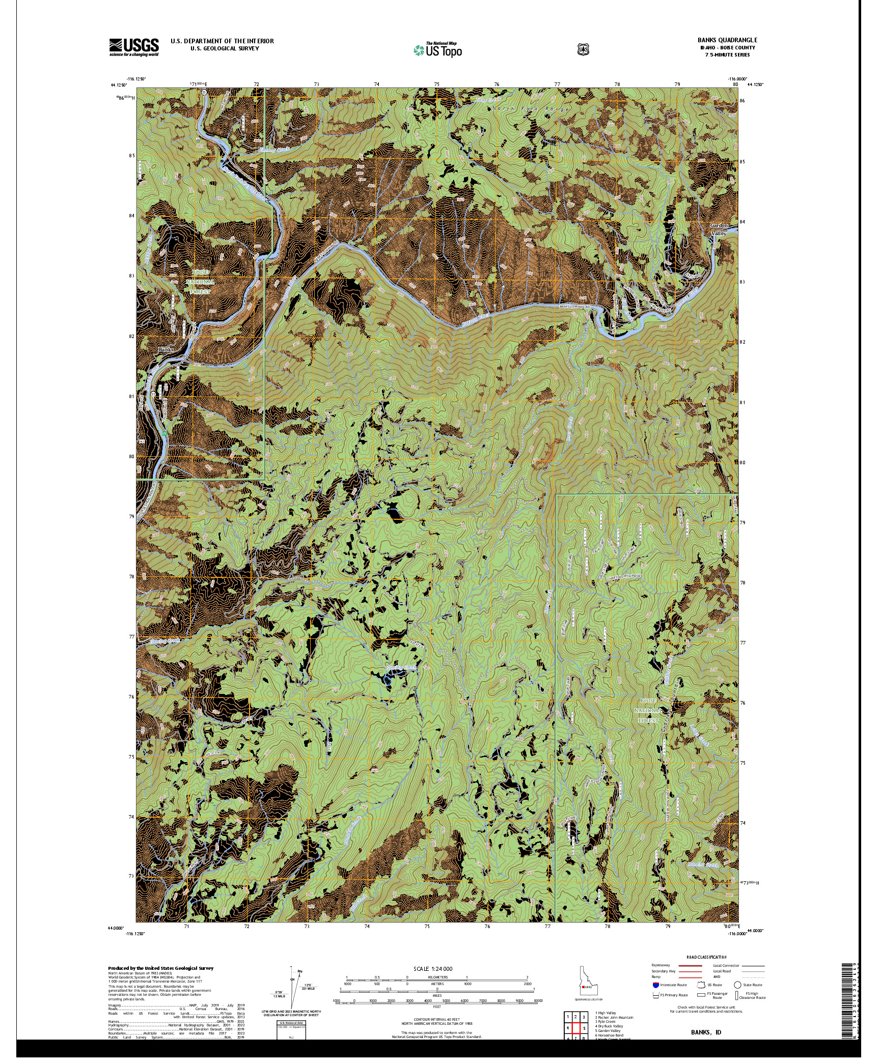 US TOPO 7.5-MINUTE MAP FOR BANKS, ID