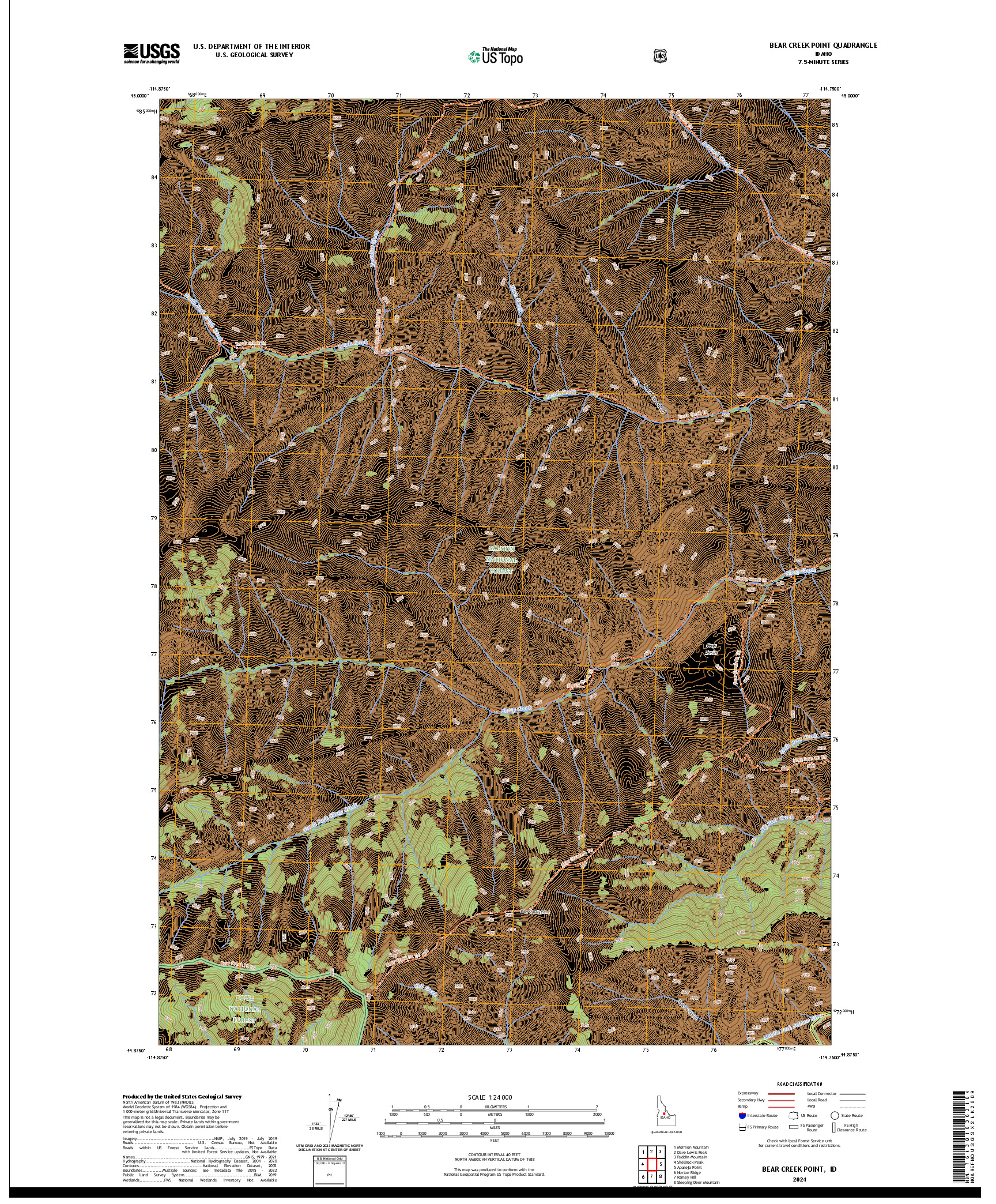US TOPO 7.5-MINUTE MAP FOR BEAR CREEK POINT, ID