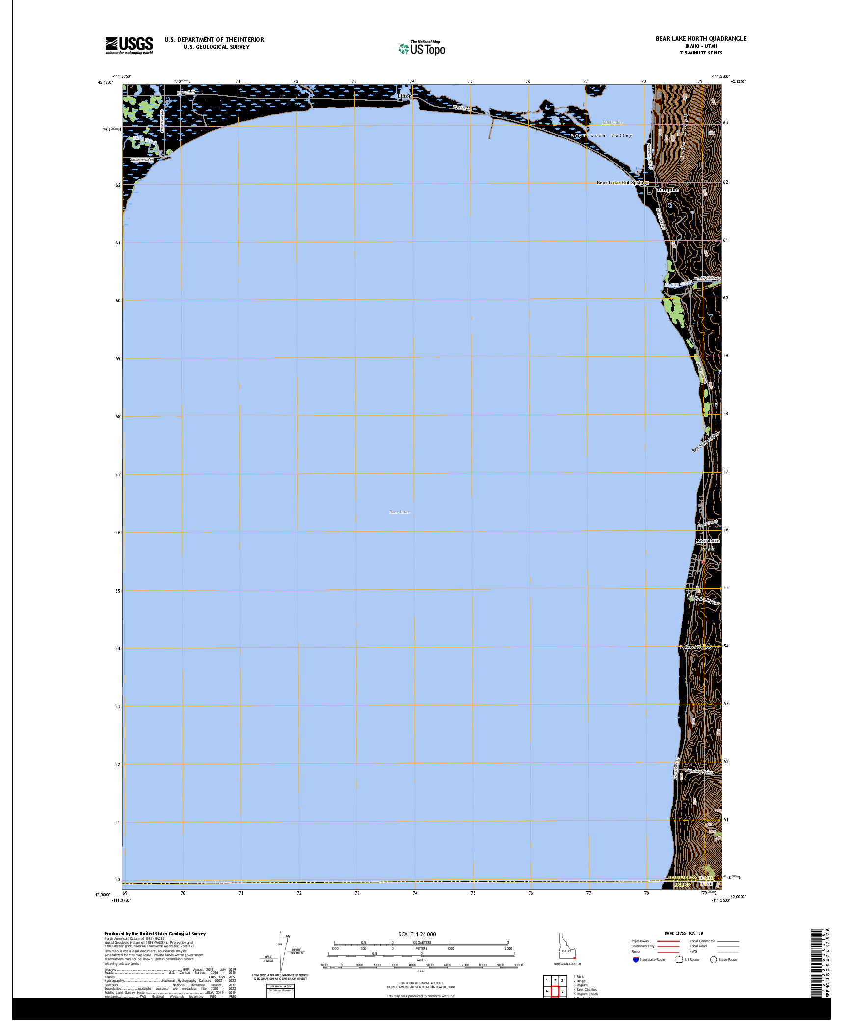 US TOPO 7.5-MINUTE MAP FOR BEAR LAKE NORTH, ID,UT