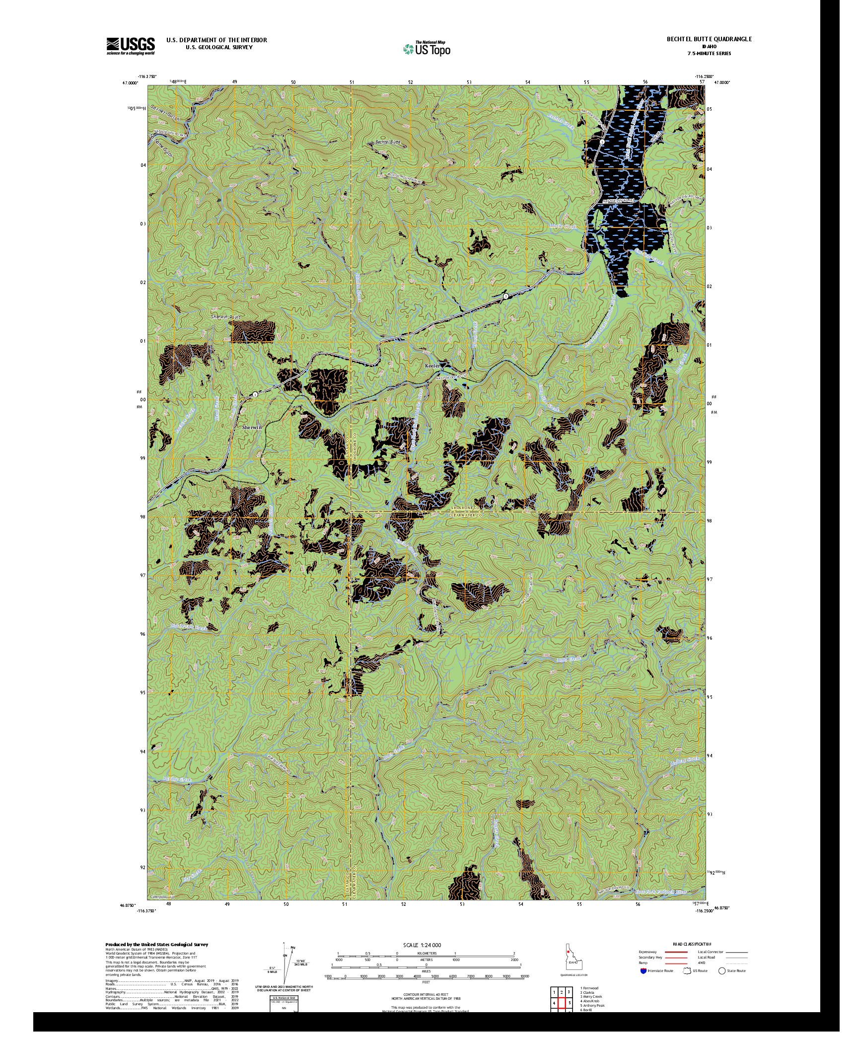 US TOPO 7.5-MINUTE MAP FOR BECHTEL BUTTE, ID